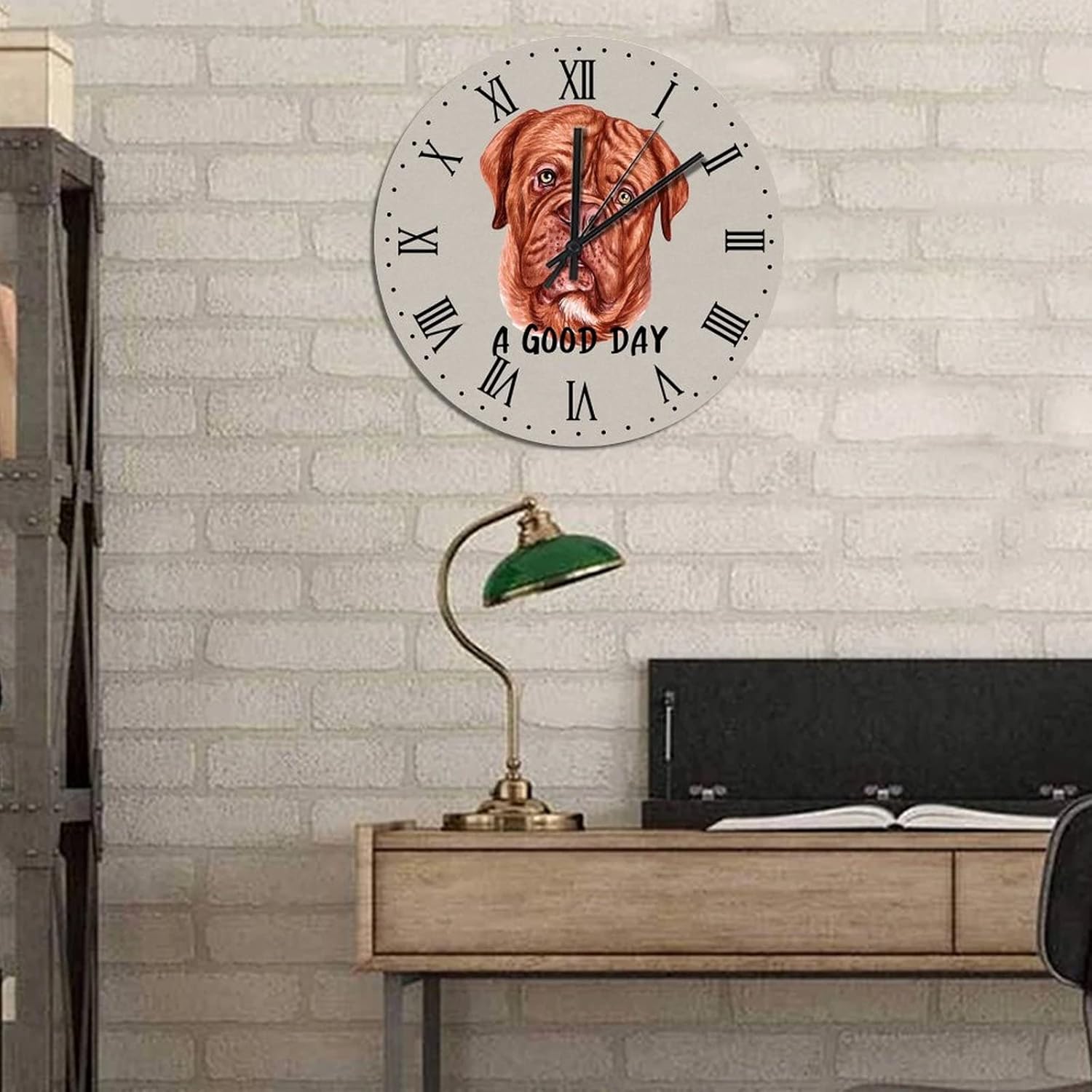 BESTORLOVE Dog Silent Non-Ticking Wood Wall Clock A Good Day Dog Wooden Clocks 15" x 15" Round Wall Clock Decor for Home Living Room Bedroom Office Ship from US - Image 4