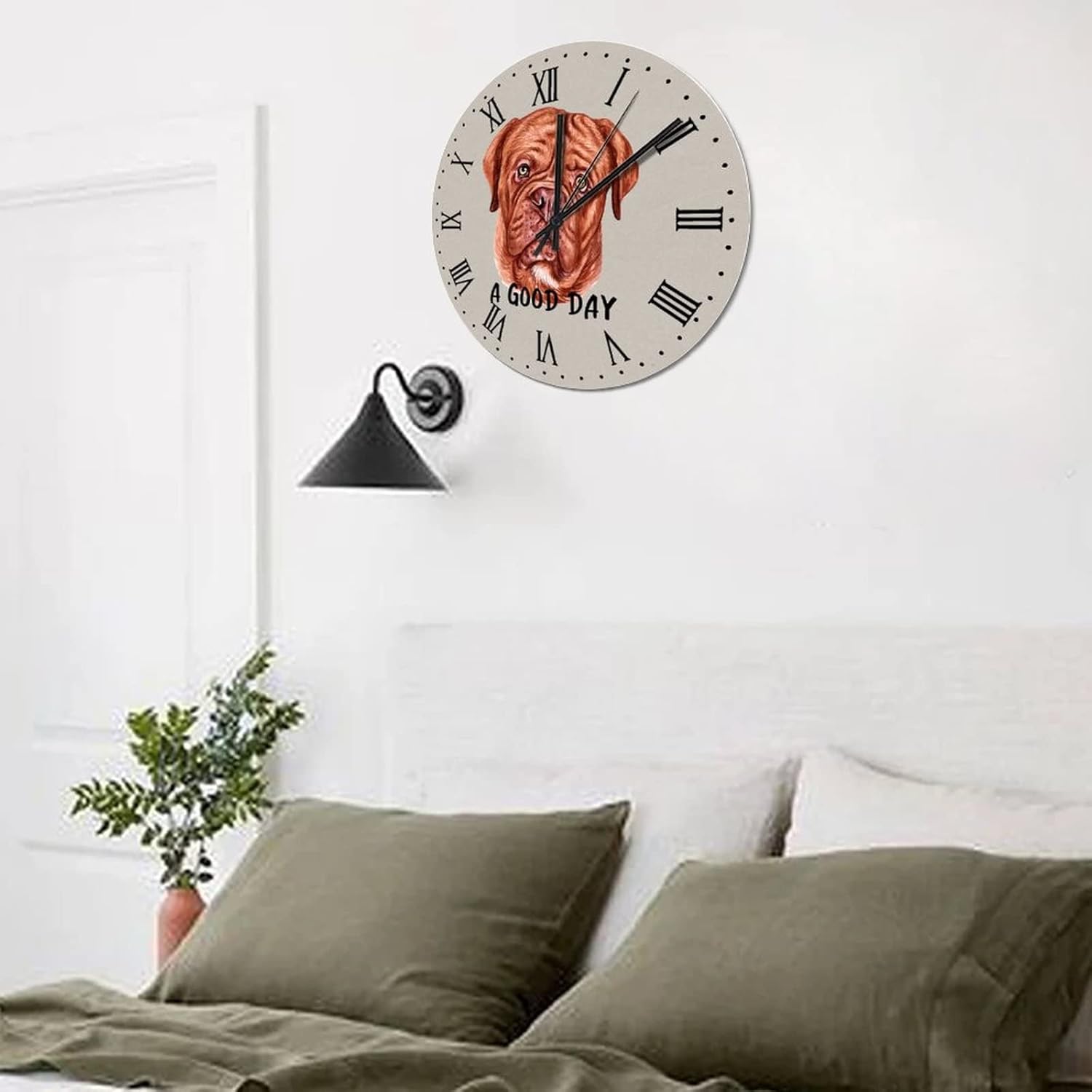 BESTORLOVE Dog Silent Non-Ticking Wood Wall Clock A Good Day Dog Wooden Clocks 15" x 15" Round Wall Clock Decor for Home Living Room Bedroom Office Ship from US - Image 8