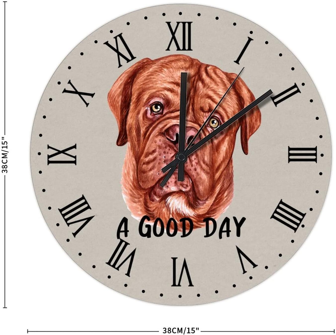 BESTORLOVE Dog Silent Non-Ticking Wood Wall Clock A Good Day Dog Wooden Clocks 15" x 15" Round Wall Clock Decor for Home Living Room Bedroom Office Ship from US - Image 2