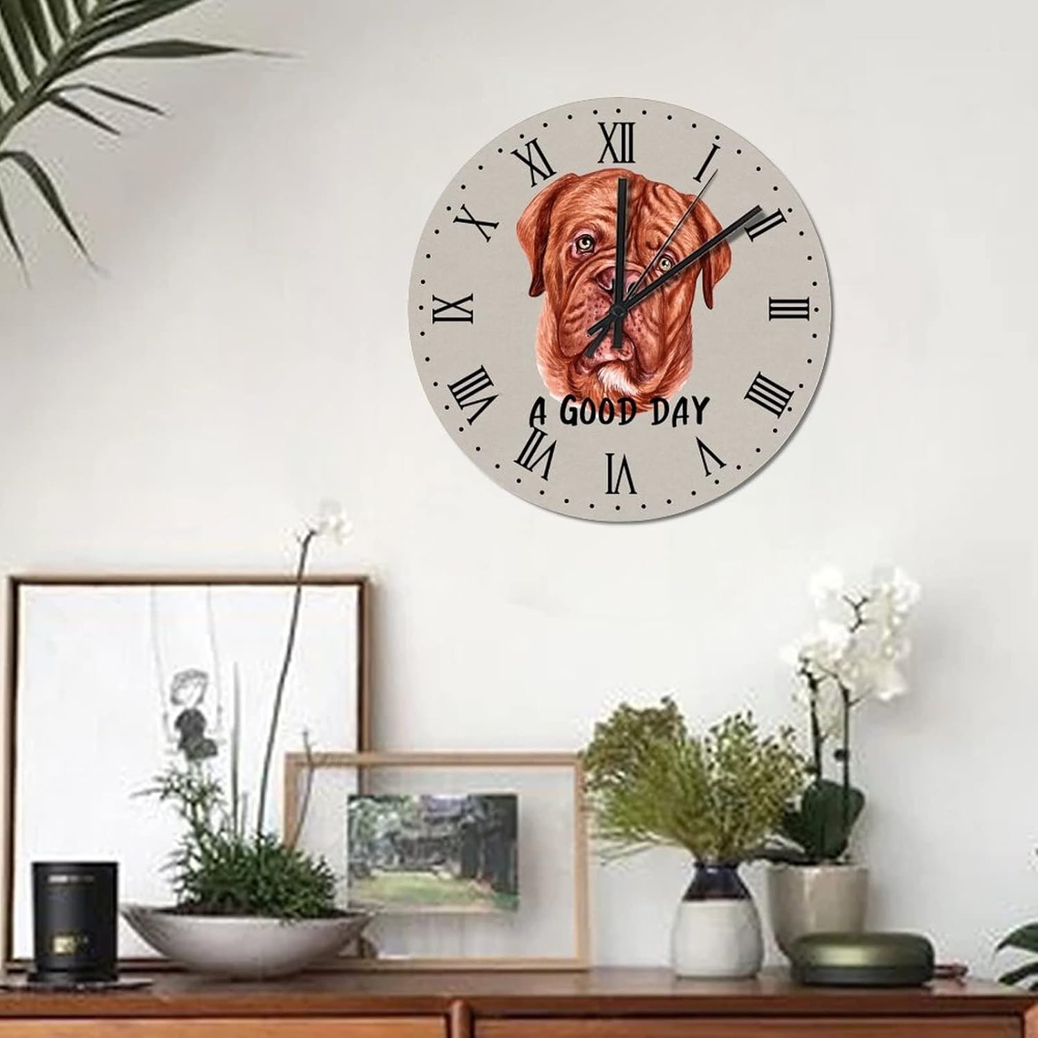 BESTORLOVE Dog Silent Non-Ticking Wood Wall Clock A Good Day Dog Wooden Clocks 15" x 15" Round Wall Clock Decor for Home Living Room Bedroom Office Ship from US - Image 3
