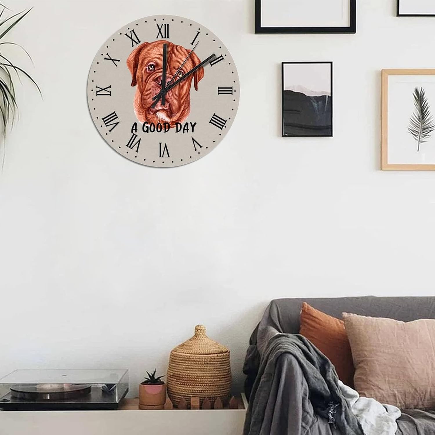 BESTORLOVE Dog Silent Non-Ticking Wood Wall Clock A Good Day Dog Wooden Clocks 15" x 15" Round Wall Clock Decor for Home Living Room Bedroom Office Ship from US - Image 5