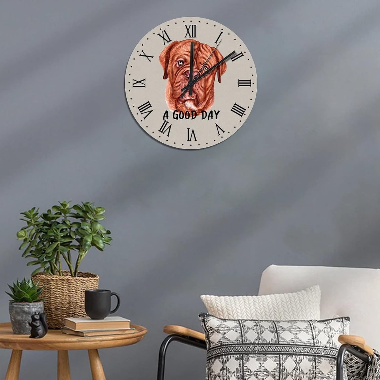 BESTORLOVE Dog Silent Non-Ticking Wood Wall Clock A Good Day Dog Wooden Clocks 15" x 15" Round Wall Clock Decor for Home Living Room Bedroom Office Ship from US - Image 6