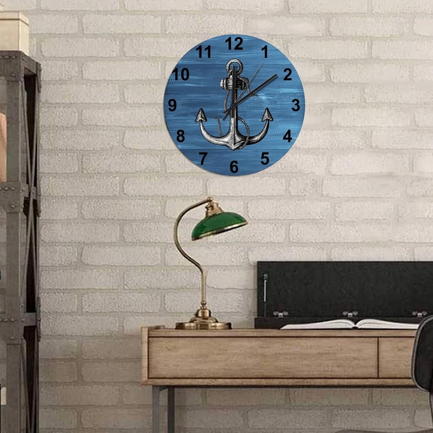 BESTORLOVE Good Silent Non-Ticking Wood Wall Clock Nautical Wooden Clocks 12" x 12" Round Wall Clock Decor for Home Living Room Bedroom Office Ship from US - Image 2