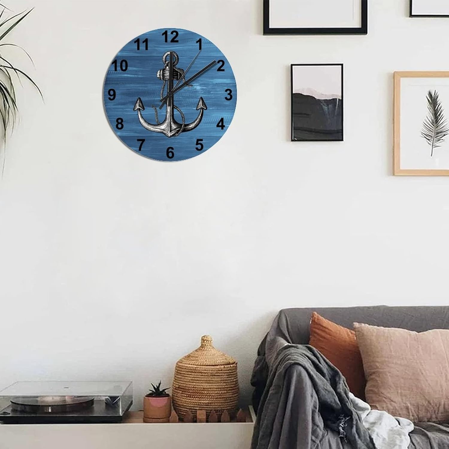 BESTORLOVE Good Silent Non-Ticking Wood Wall Clock Nautical Wooden Clocks 12" x 12" Round Wall Clock Decor for Home Living Room Bedroom Office Ship from US - Image 5