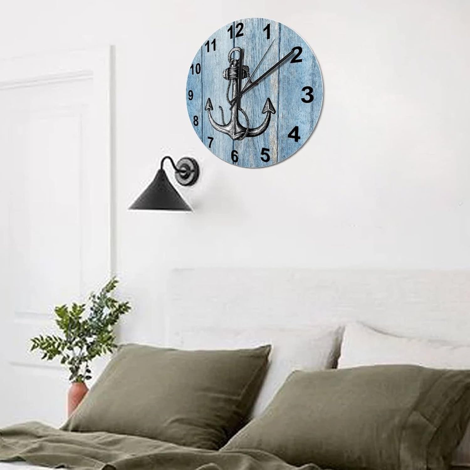 BESTORLOVE Good Silent Non-Ticking Wood Wall Clock Nautical Wooden Clocks 15" x 15" Round Wall Clock for Living Room Bedroom Kitchen Home Decorations Ship from US - Image 8