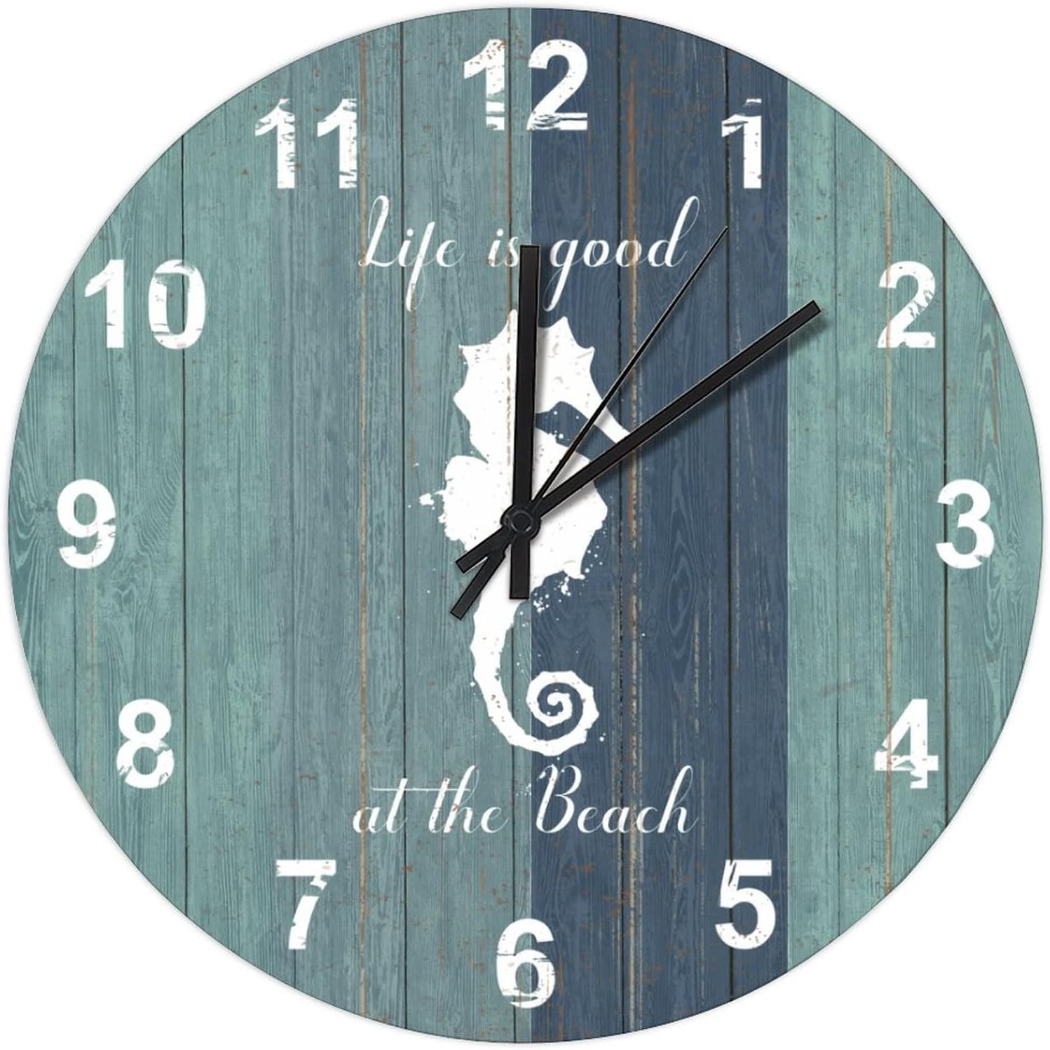 BESTORLOVE Good Wooden Clocks Nautical Wood Wall Clock Silent Non-Ticking 12" x 12" Round Wall Clock Decor for Home Living Room Bedroom Office Ship from US