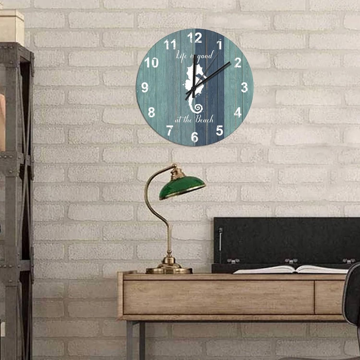 BESTORLOVE Good Wooden Clocks Nautical Wood Wall Clock Silent Non-Ticking 12" x 12" Round Wall Clock Decor for Home Living Room Bedroom Office Ship from US - Image 4