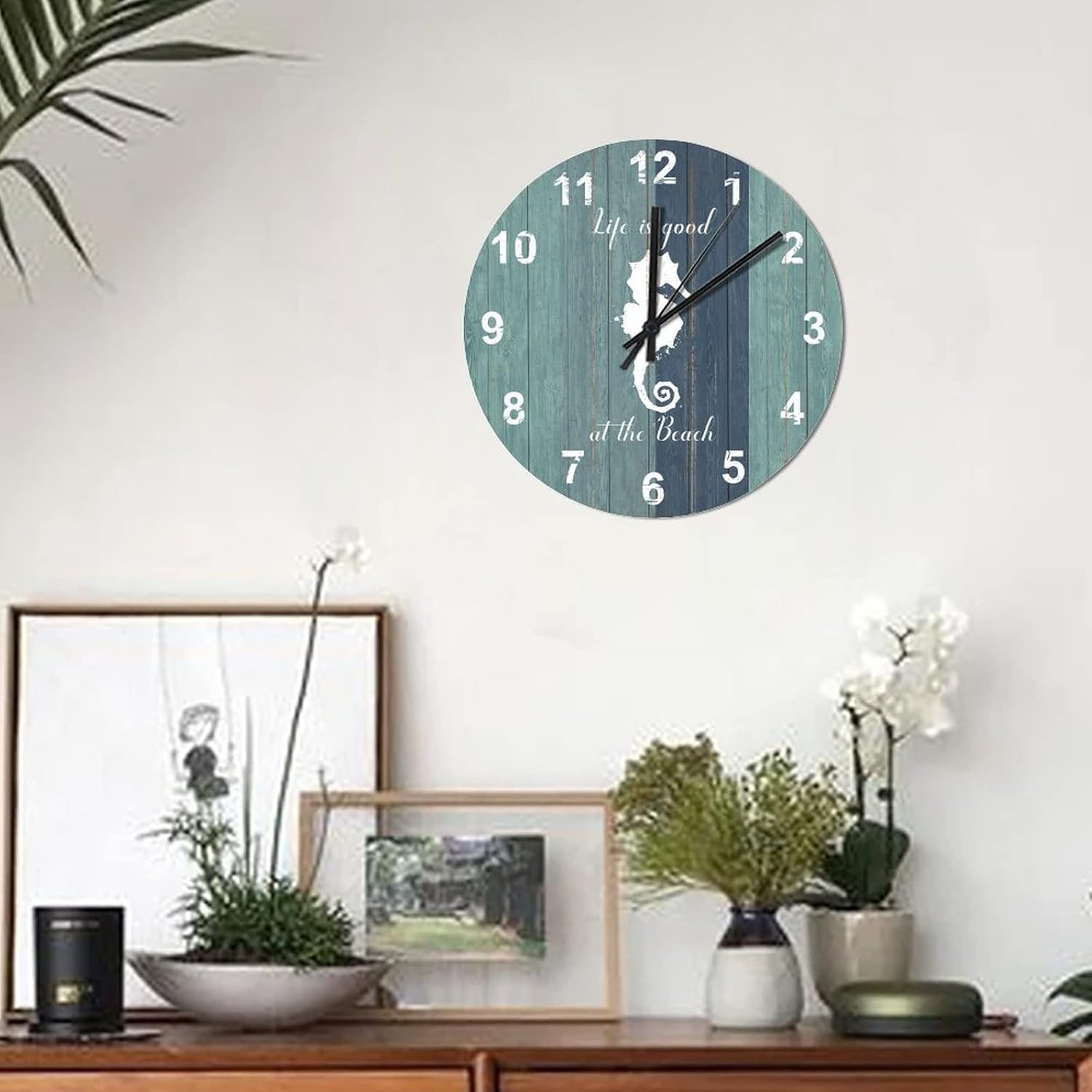 BESTORLOVE Good Wooden Clocks Nautical Wood Wall Clock Silent Non-Ticking 12" x 12" Round Wall Clock Decor for Home Living Room Bedroom Office Ship from US - Image 2