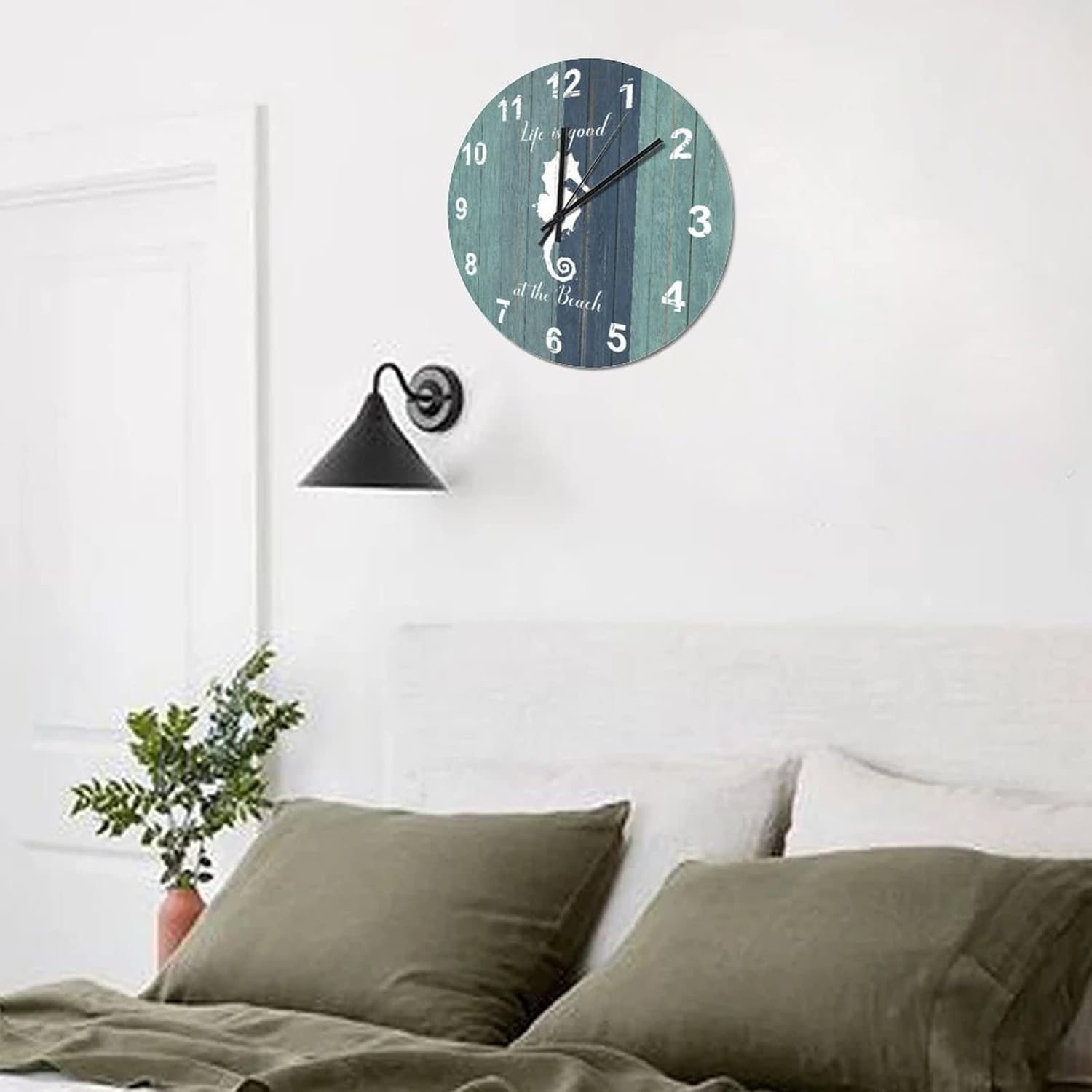 BESTORLOVE Good Wooden Clocks Nautical Wood Wall Clock Silent Non-Ticking 12" x 12" Round Wall Clock Decor for Home Living Room Bedroom Office Ship from US - Image 8