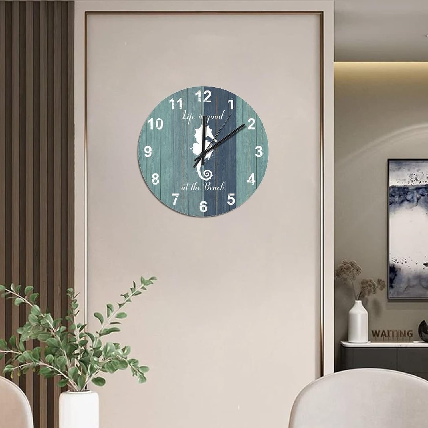 BESTORLOVE Good Wooden Clocks Nautical Wood Wall Clock Silent Non-Ticking 12" x 12" Round Wall Clock Decor for Home Living Room Bedroom Office Ship from US - Image 7