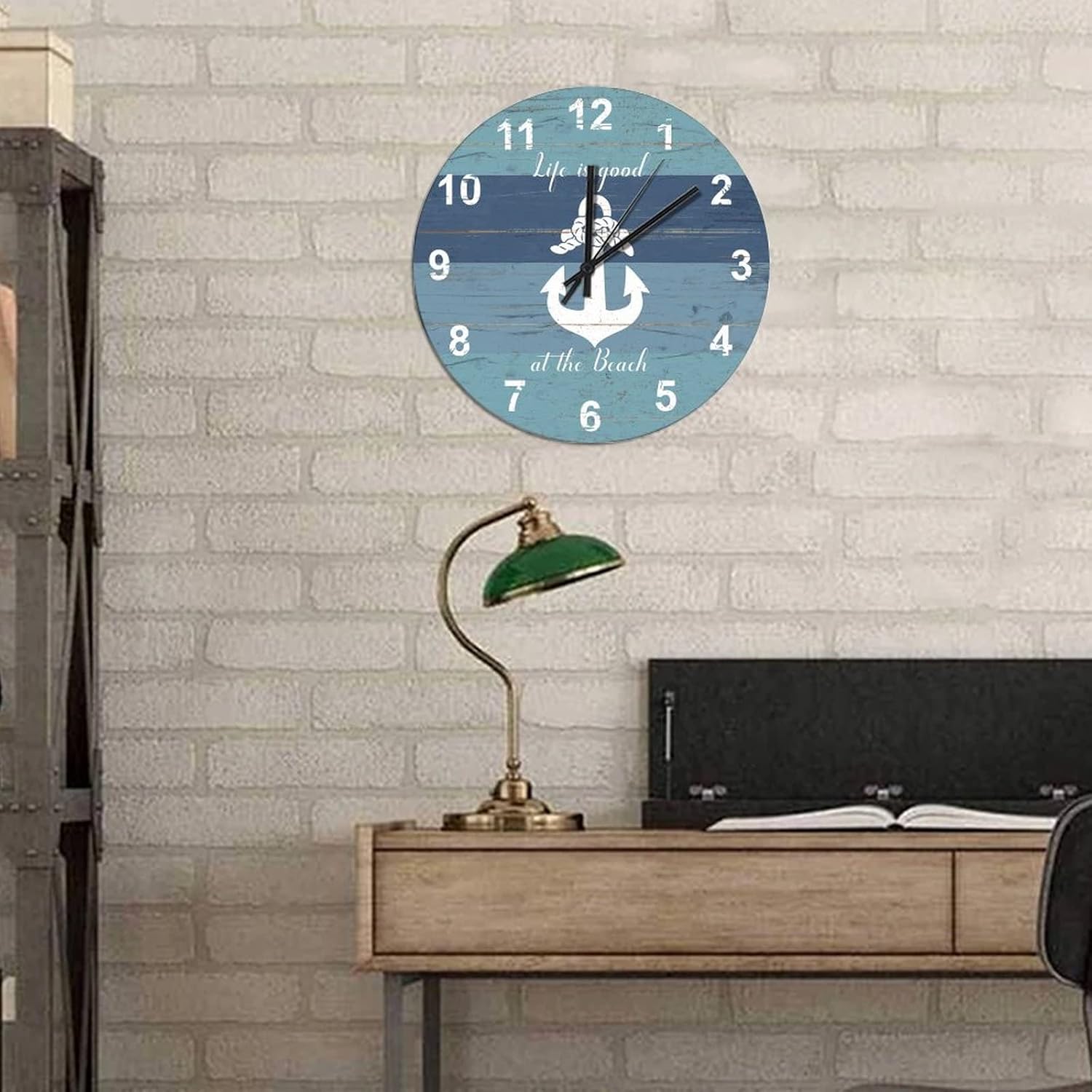 BESTORLOVE Good Wooden Clocks Nautical Wood Wall Clock Silent Non-Ticking 12" x 12" Round Wall Clock for Living Room Bedroom Kitchen Home Decorations Ship from US - Image 5