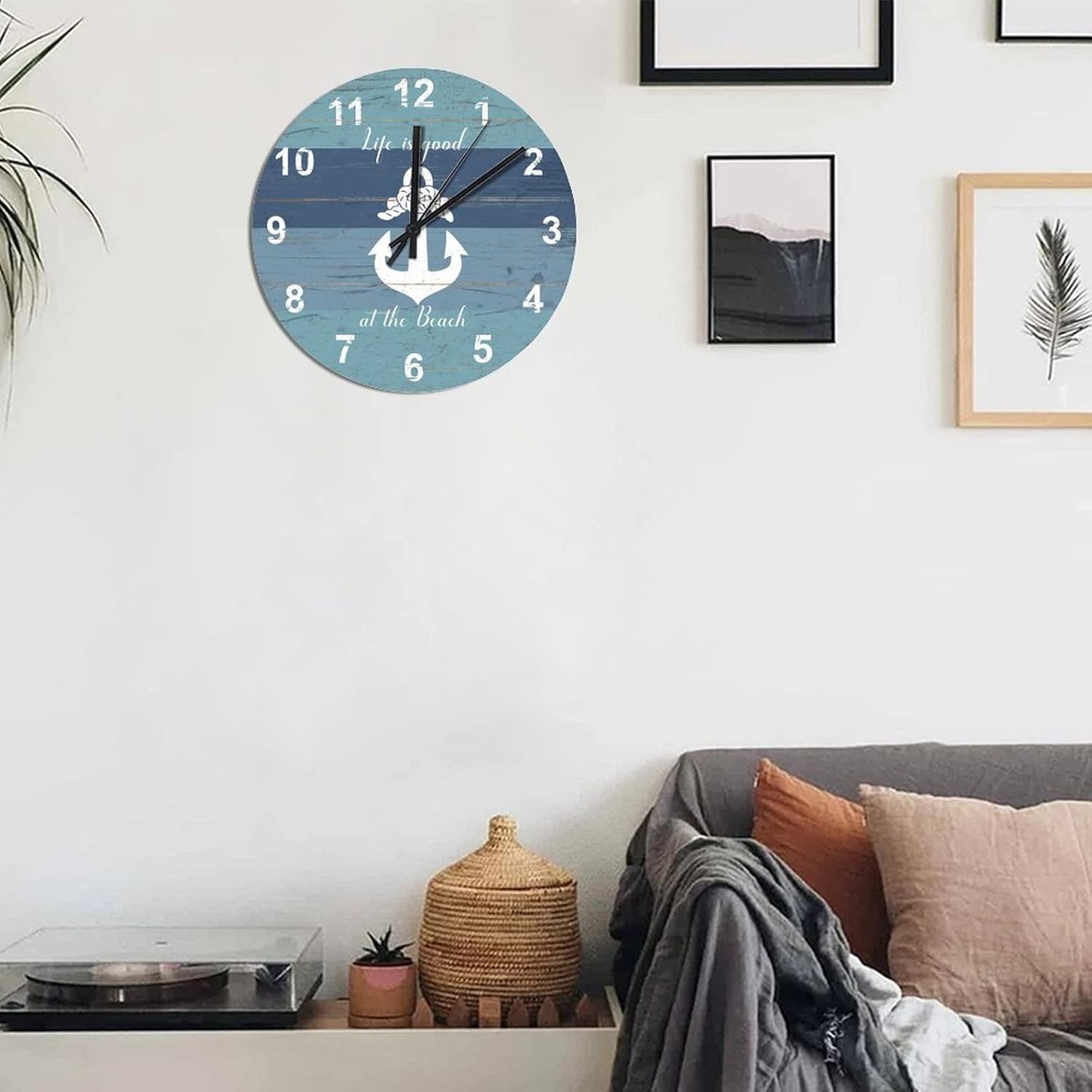 BESTORLOVE Good Wooden Clocks Nautical Wood Wall Clock Silent Non-Ticking 12" x 12" Round Wall Clock for Living Room Bedroom Kitchen Home Decorations Ship from US - Image 6