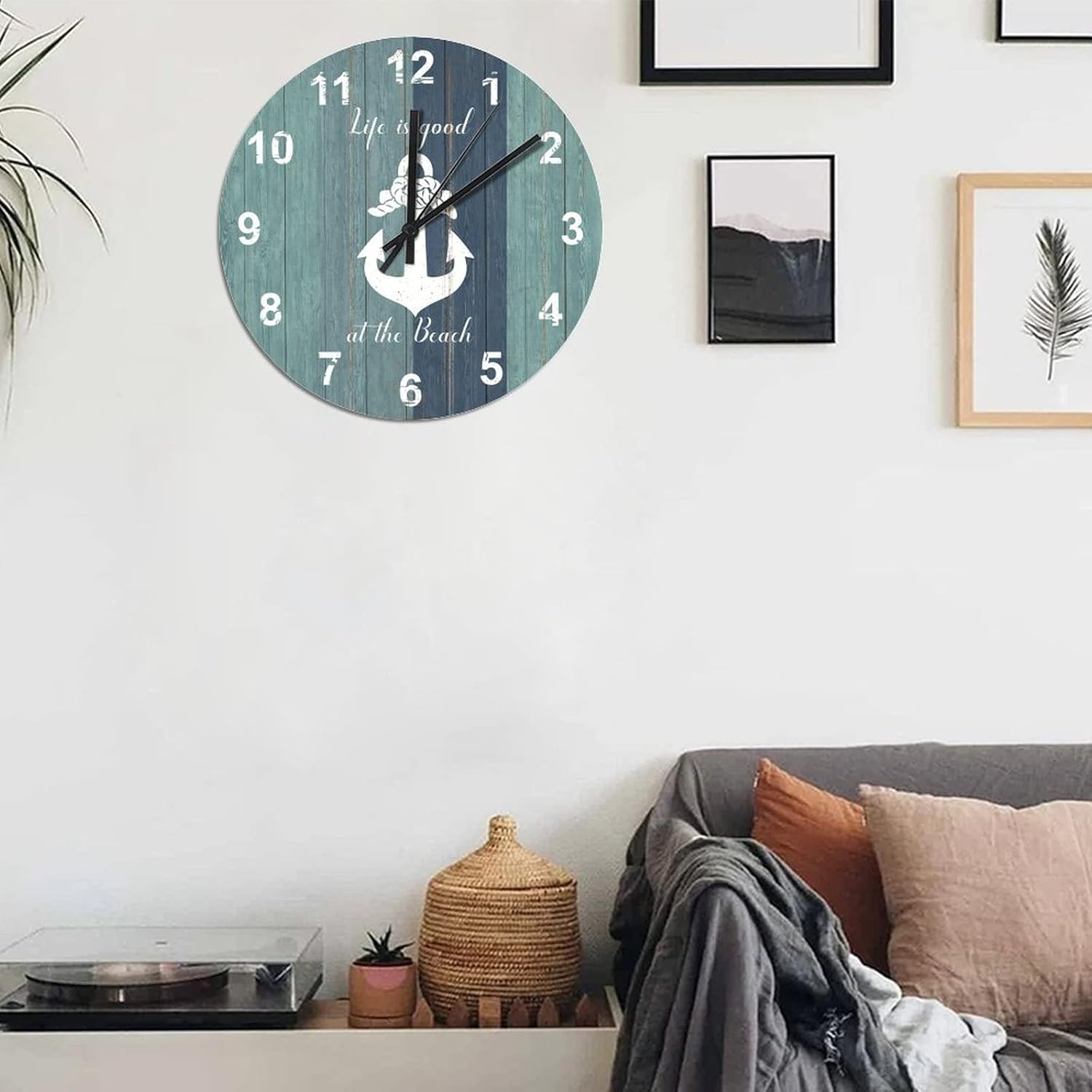 BESTORLOVE Good Wooden Clocks Nautical Wood Wall Clock Silent Non-Ticking 15" x 15" Round Wall Clock for Living Room Bedroom Home Decorations Ship from US - Image 5