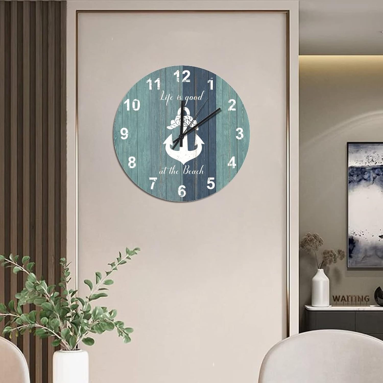 BESTORLOVE Good Wooden Clocks Nautical Wood Wall Clock Silent Non-Ticking 15" x 15" Round Wall Clock for Living Room Bedroom Home Decorations Ship from US - Image 7