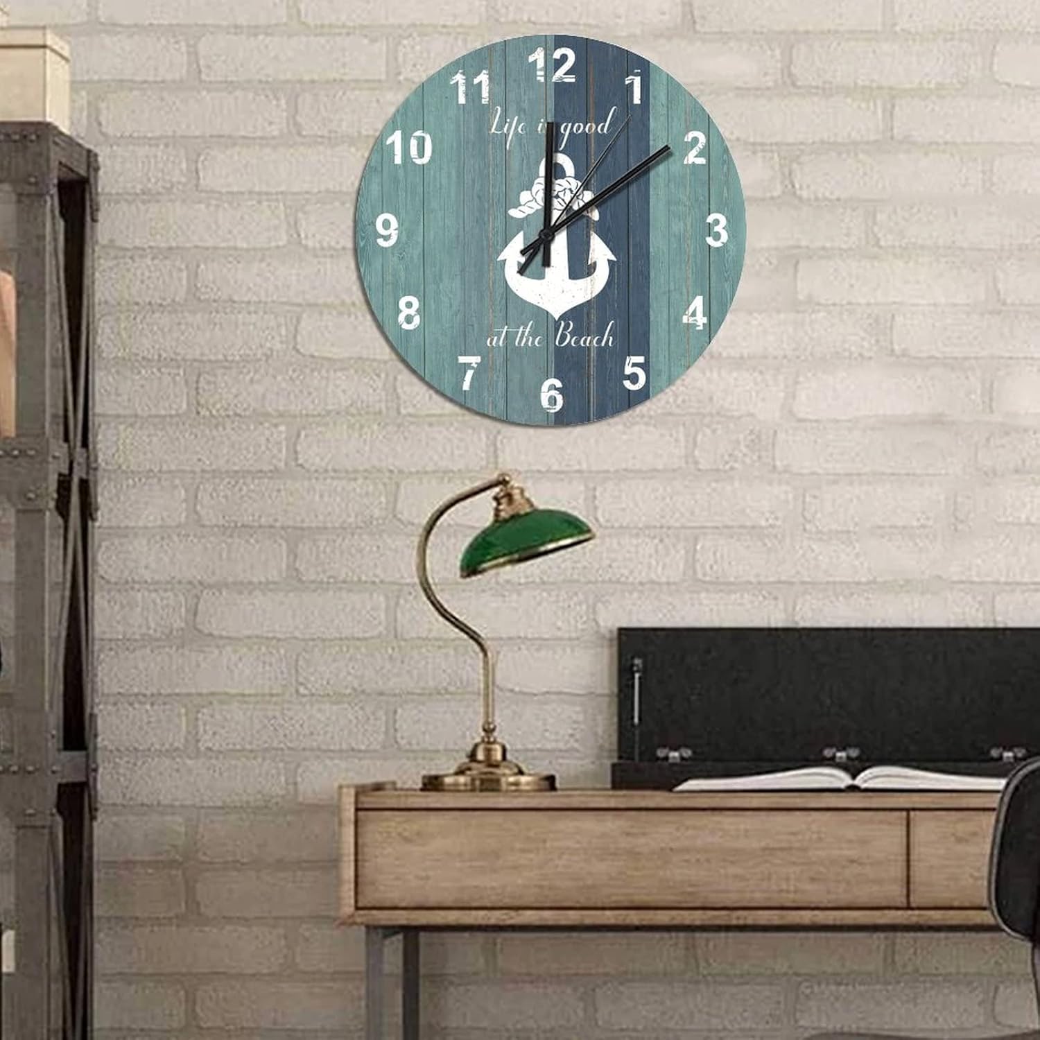 BESTORLOVE Good Wooden Clocks Nautical Wood Wall Clock Silent Non-Ticking 15" x 15" Round Wall Clock for Living Room Bedroom Home Decorations Ship from US - Image 4