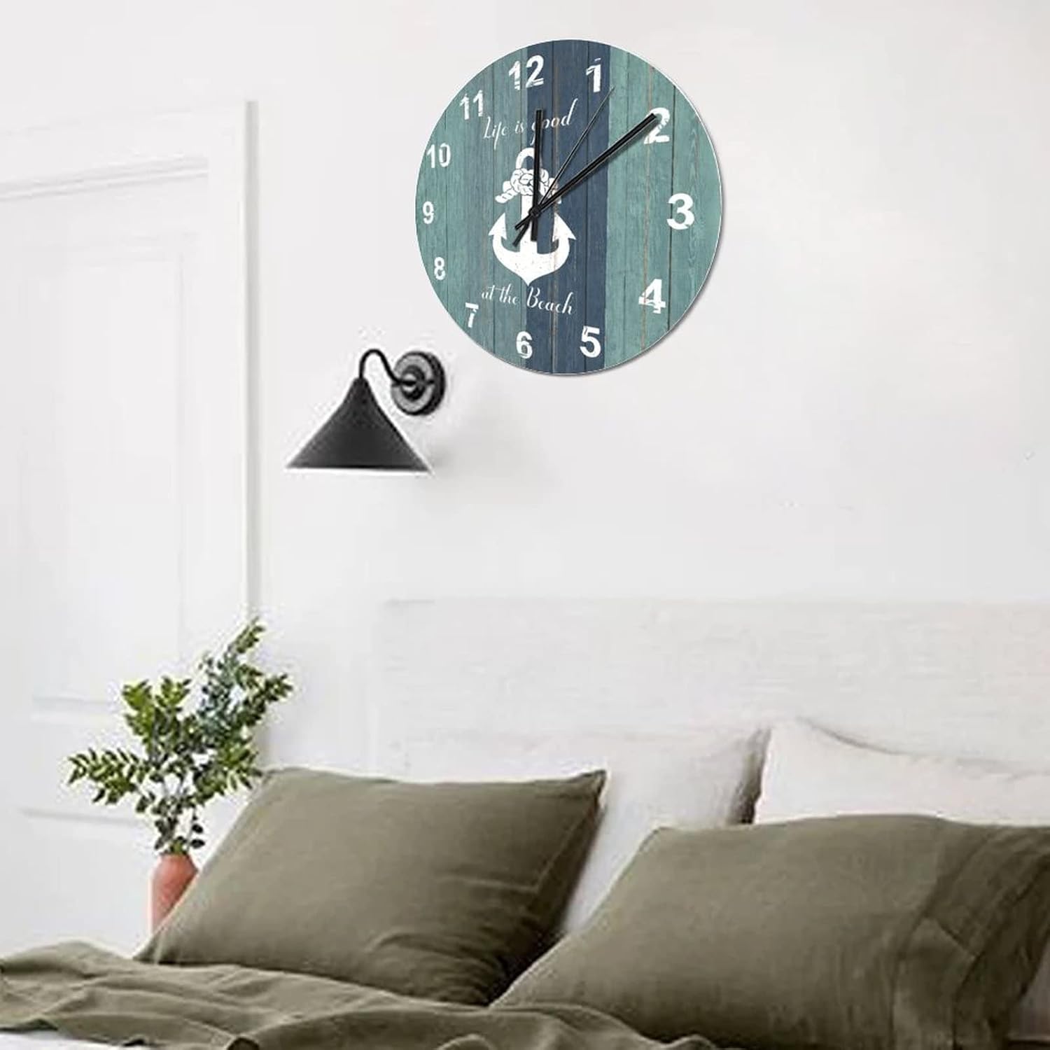 BESTORLOVE Good Wooden Clocks Nautical Wood Wall Clock Silent Non-Ticking 15" x 15" Round Wall Clock for Living Room Bedroom Home Decorations Ship from US - Image 8