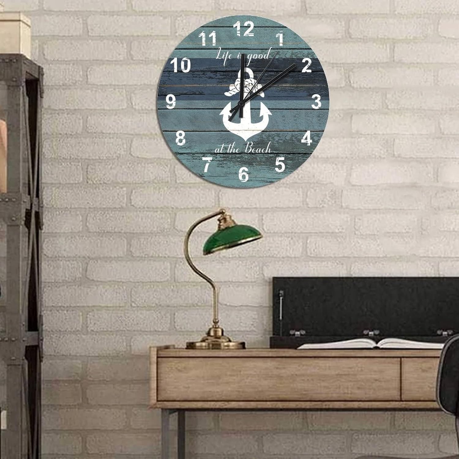 BESTORLOVE Nautical Wooden Clocks, Good Silent Non-Ticking Wood Wall Clock, 15" x 15" Round Wall Clock for Living Room Bedroom Kitchen Home Decorations Ship from US - Image 5