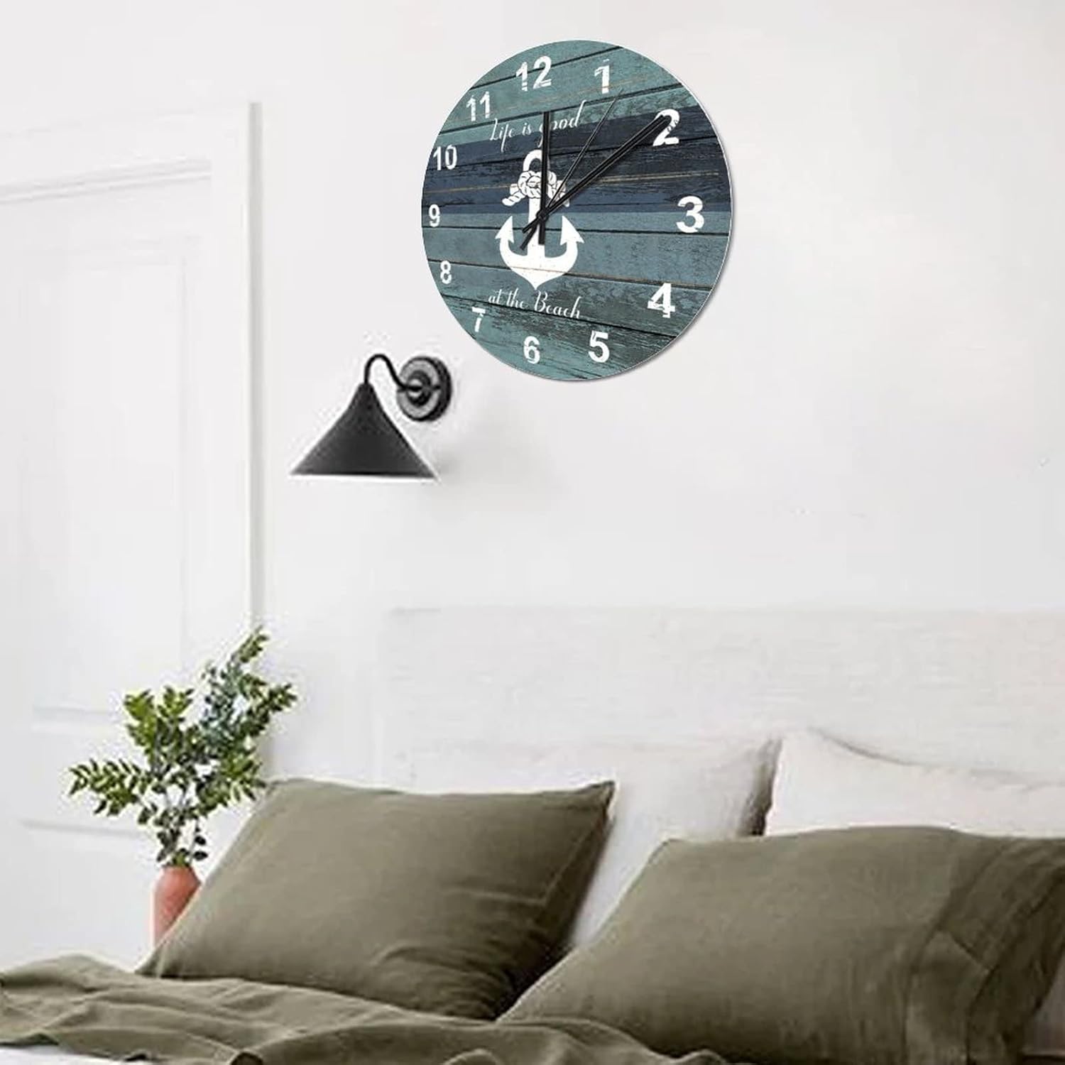 BESTORLOVE Nautical Wooden Clocks, Good Silent Non-Ticking Wood Wall Clock, 15" x 15" Round Wall Clock for Living Room Bedroom Kitchen Home Decorations Ship from US - Image 8