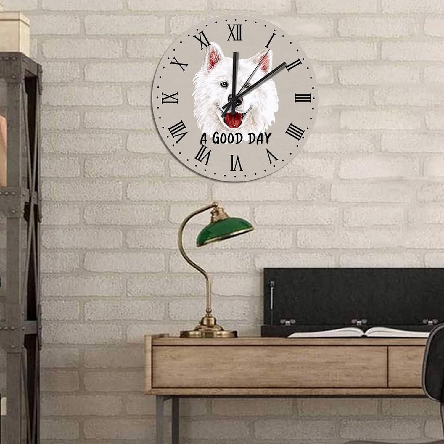 BESTORLOVE Own Pet Wooden Clocks A Good Day Dog Wood Wall Clock Silent Non-Ticking 15" x 15" Round Wall Clock for Living Room Bedroom Home Decorations Ship from US - Image 4