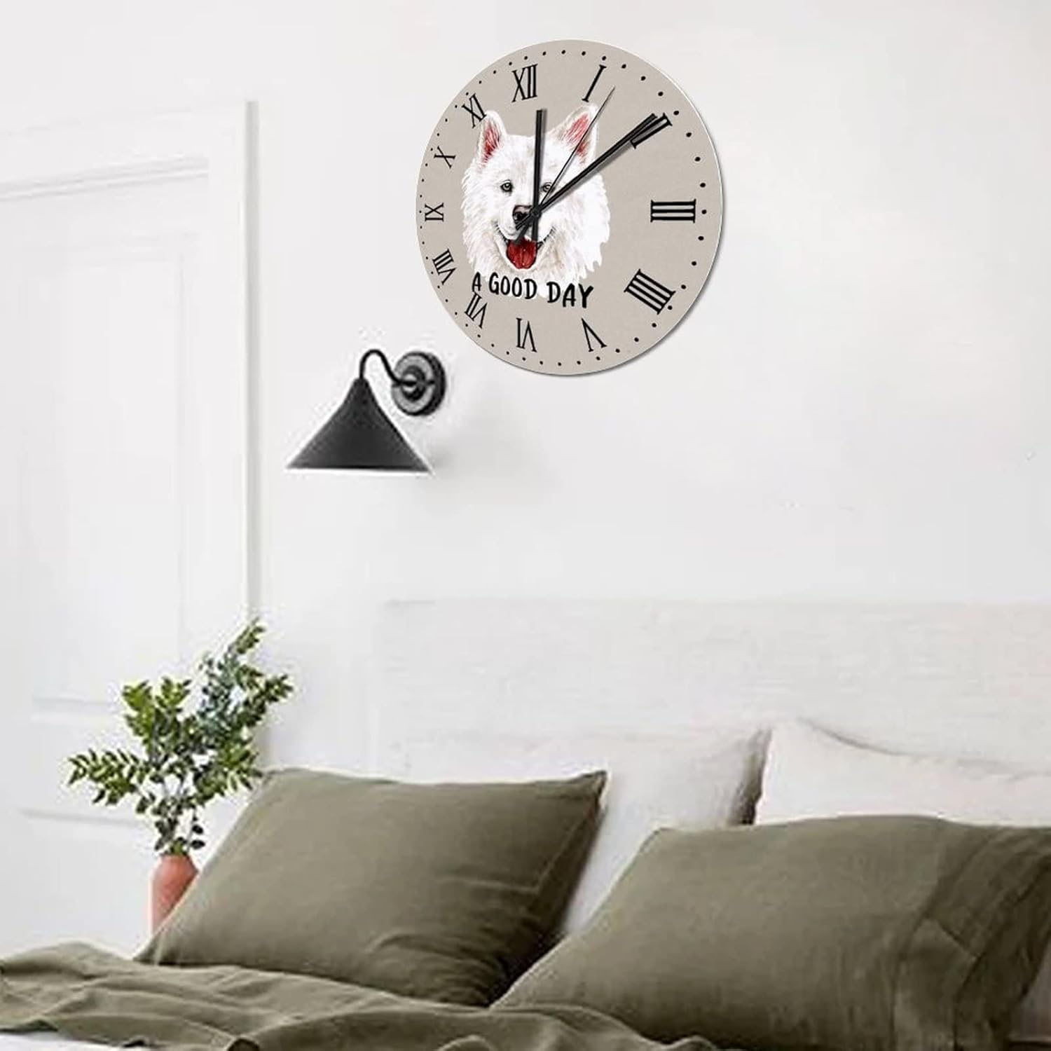 BESTORLOVE Own Pet Wooden Clocks A Good Day Dog Wood Wall Clock Silent Non-Ticking 15" x 15" Round Wall Clock for Living Room Bedroom Home Decorations Ship from US - Image 8