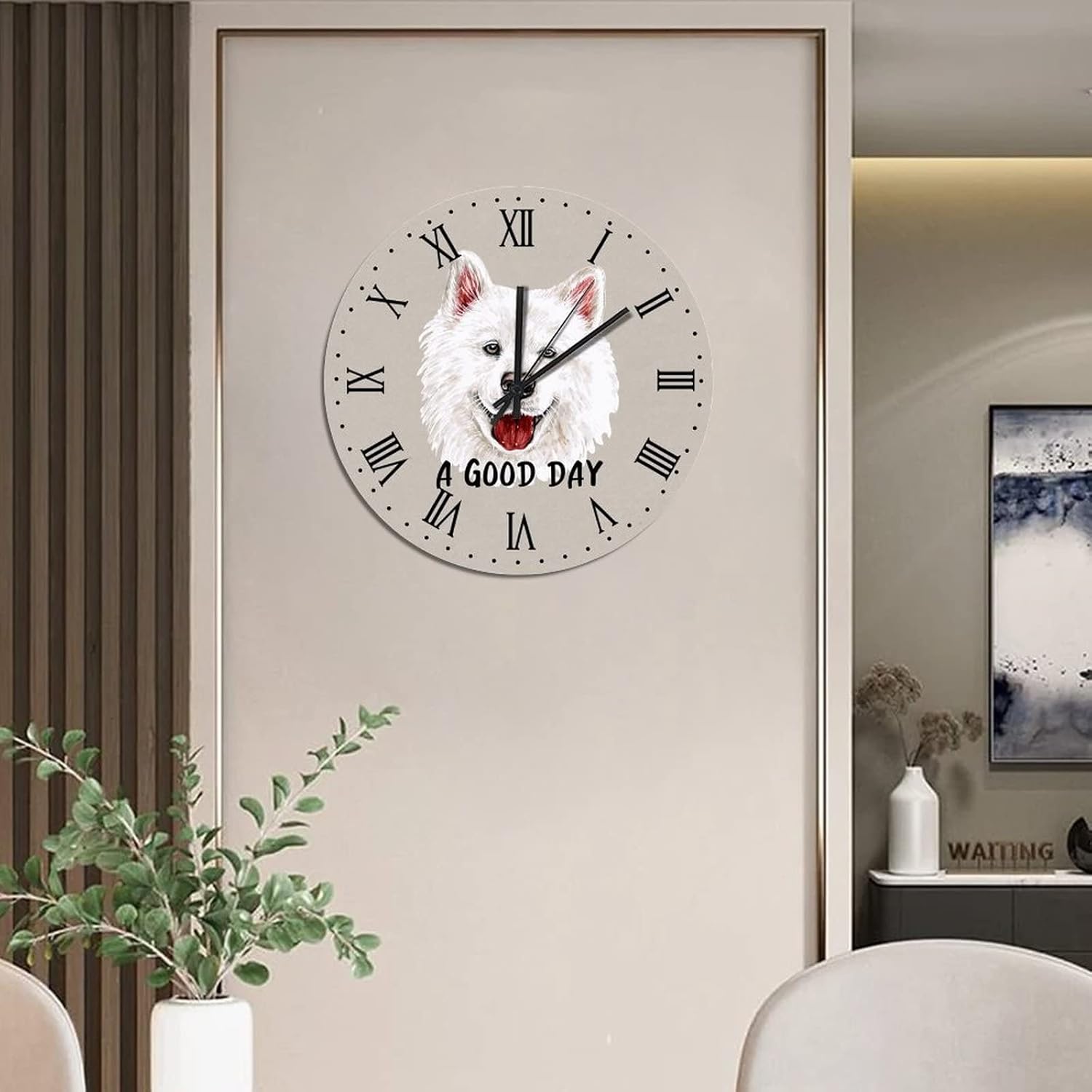 BESTORLOVE Own Pet Wooden Clocks A Good Day Dog Wood Wall Clock Silent Non-Ticking 15" x 15" Round Wall Clock for Living Room Bedroom Home Decorations Ship from US - Image 7