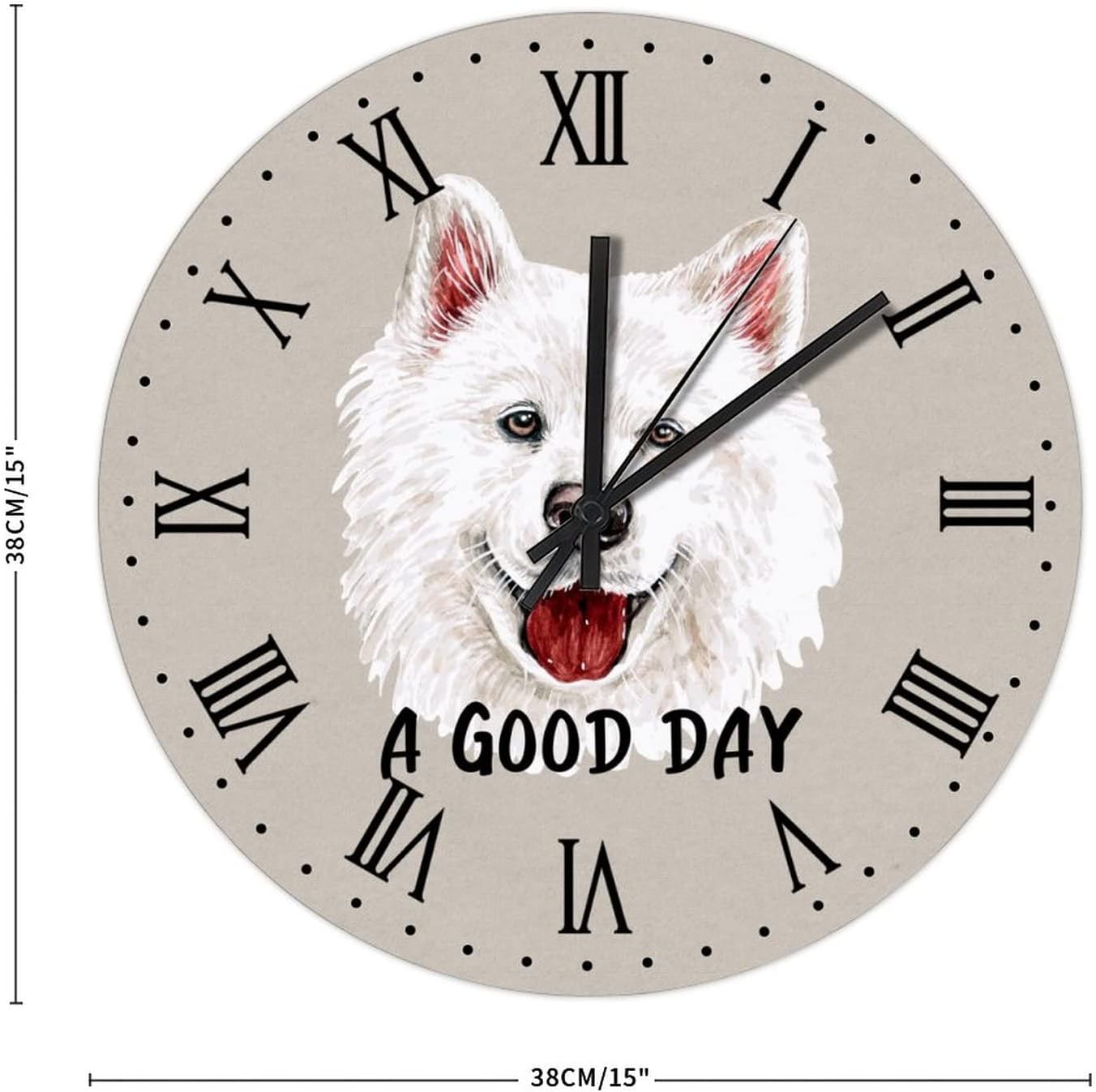 BESTORLOVE Own Pet Wooden Clocks A Good Day Dog Wood Wall Clock Silent Non-Ticking 15" x 15" Round Wall Clock for Living Room Bedroom Home Decorations Ship from US - Image 2
