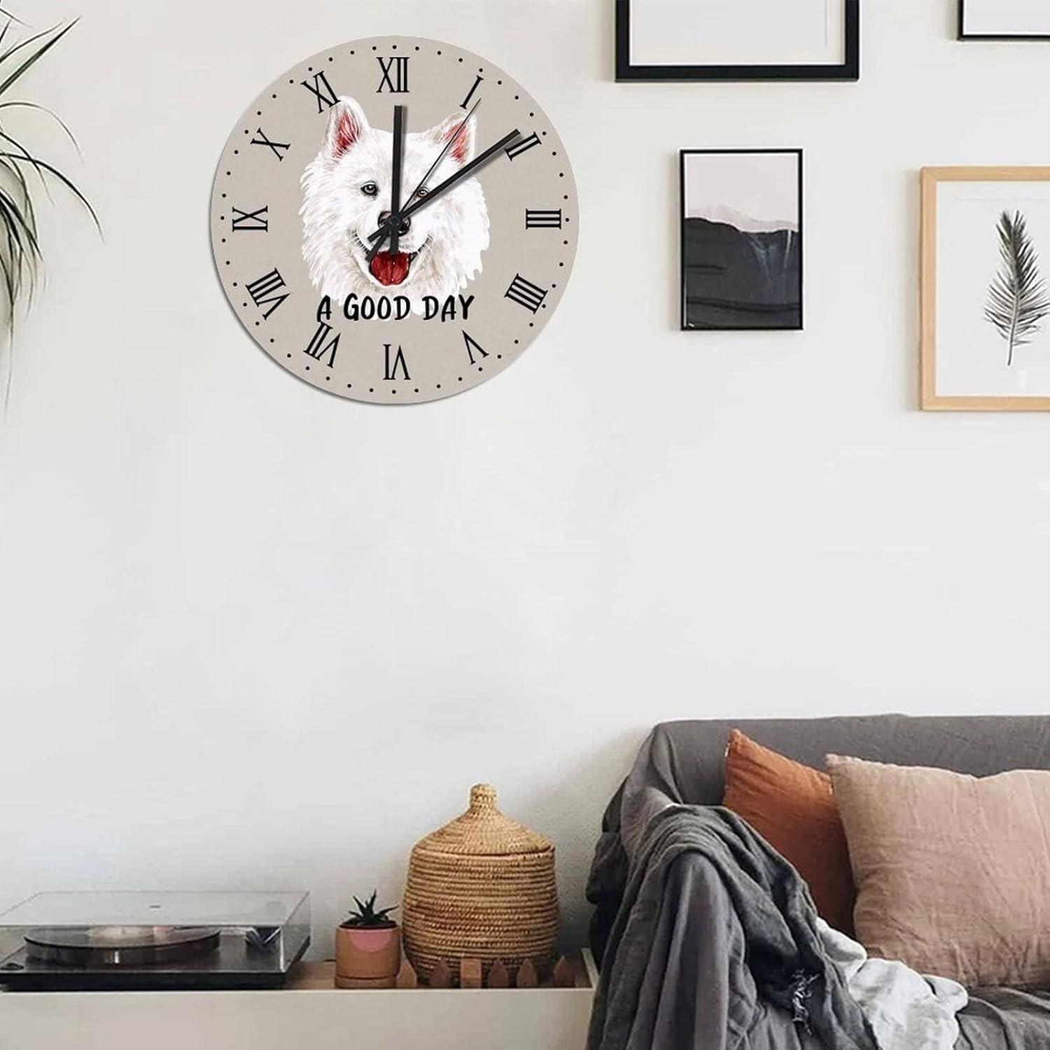 BESTORLOVE Own Pet Wooden Clocks A Good Day Dog Wood Wall Clock Silent Non-Ticking 15" x 15" Round Wall Clock for Living Room Bedroom Home Decorations Ship from US - Image 5