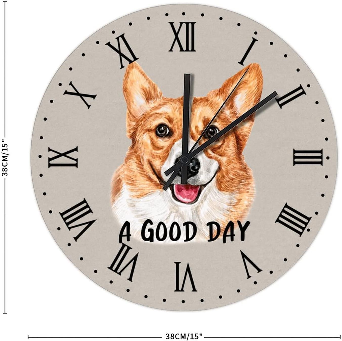 BESTORLOVE Personalized Wooden Clocks A Good Day Dog Wood Wall Clock Silent Non-Ticking 15" x 15" Round Wall Clock for Living Room Bedroom Kitchen Home Decorations Ship from US - Image 2