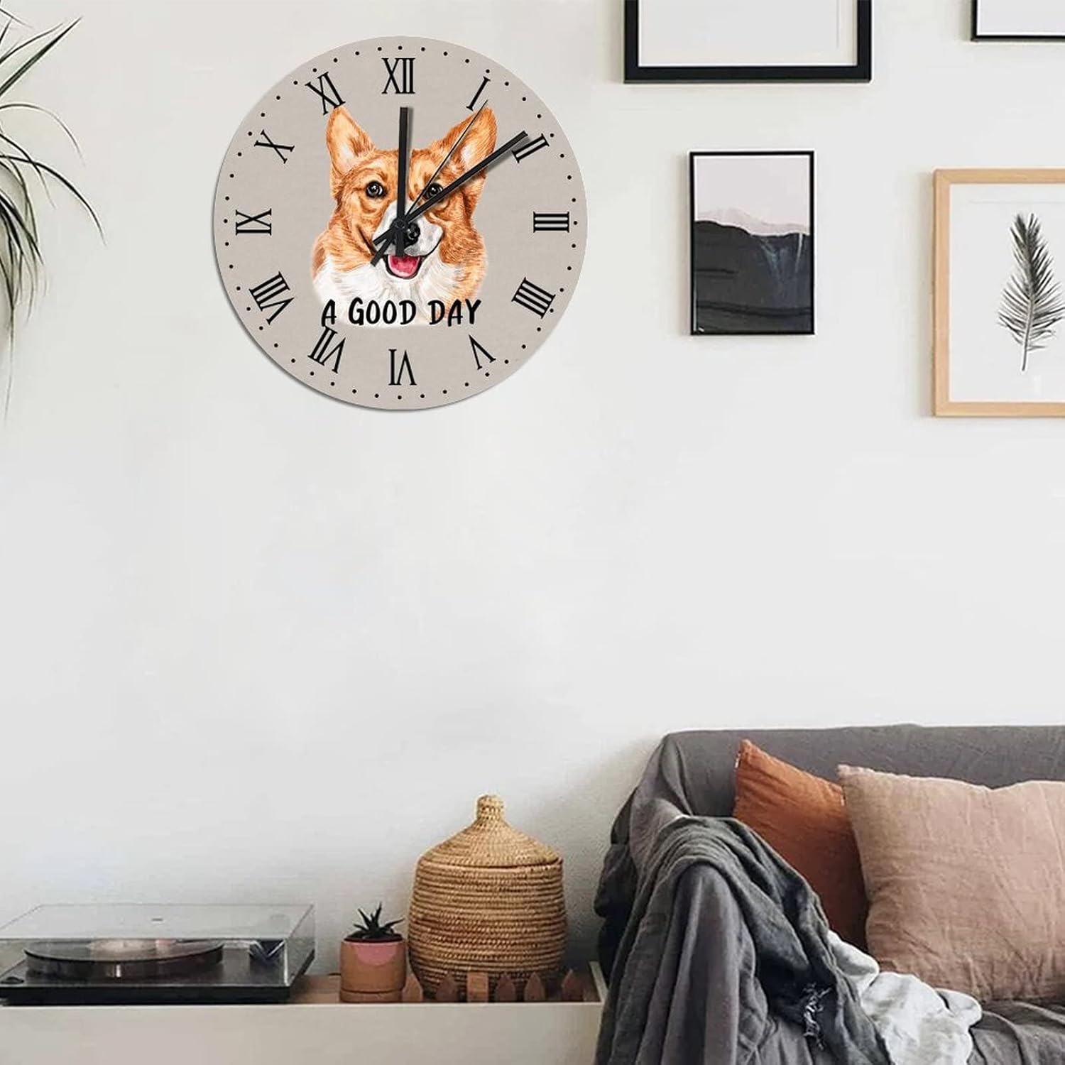 BESTORLOVE Personalized Wooden Clocks A Good Day Dog Wood Wall Clock Silent Non-Ticking 15" x 15" Round Wall Clock for Living Room Bedroom Kitchen Home Decorations Ship from US - Image 5