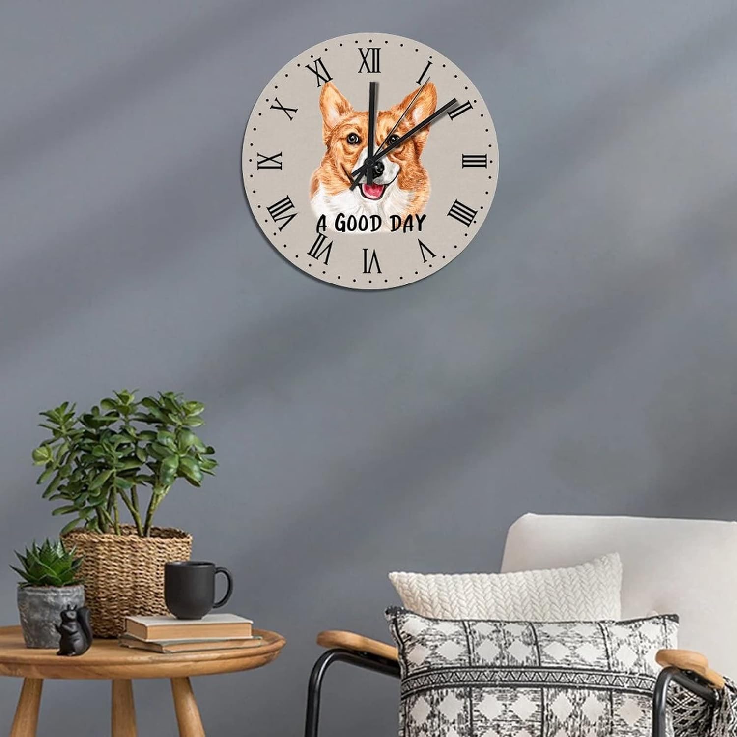 BESTORLOVE Personalized Wooden Clocks A Good Day Dog Wood Wall Clock Silent Non-Ticking 15" x 15" Round Wall Clock for Living Room Bedroom Kitchen Home Decorations Ship from US - Image 6