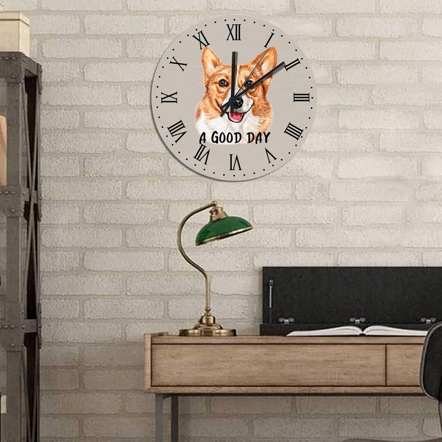 BESTORLOVE Personalized Wooden Clocks A Good Day Dog Wood Wall Clock Silent Non-Ticking 15" x 15" Round Wall Clock for Living Room Bedroom Kitchen Home Decorations Ship from US - Image 4