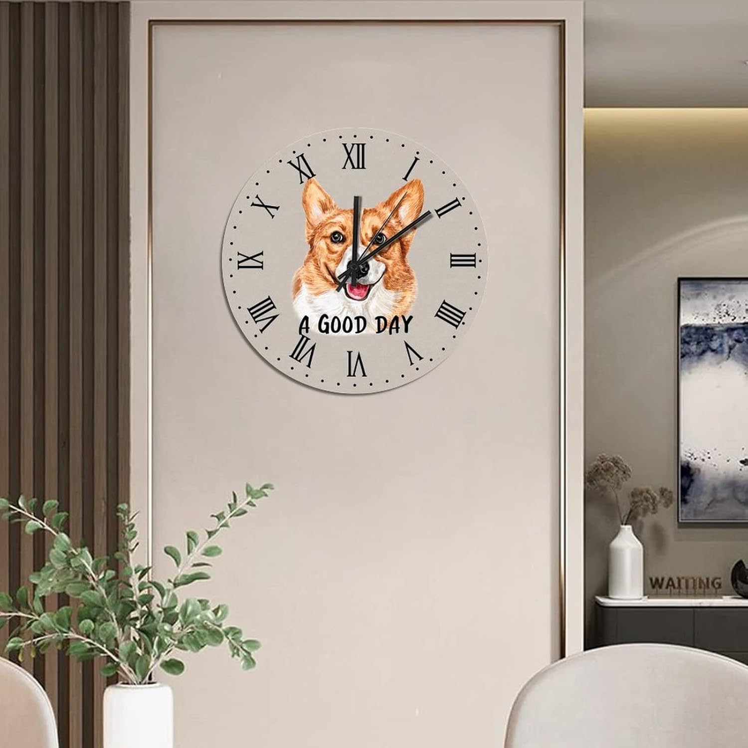 BESTORLOVE Personalized Wooden Clocks A Good Day Dog Wood Wall Clock Silent Non-Ticking 15" x 15" Round Wall Clock for Living Room Bedroom Kitchen Home Decorations Ship from US - Image 7