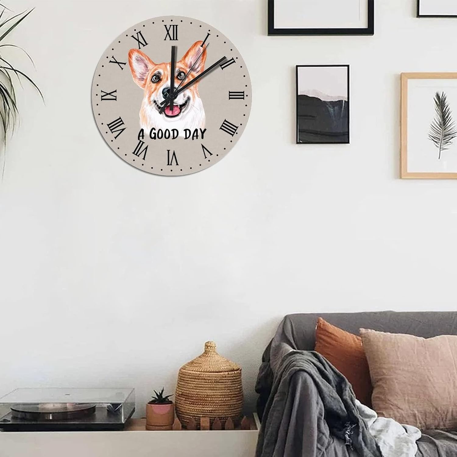 BESTORLOVE Pet Face Wood Wall Clock A Good Day Dog Round Wall Clock Silent Non-Ticking 15" x 15" Wooden Clocks for Living Room Bedroom Kitchen Home Decorations Ship from US - Image 5