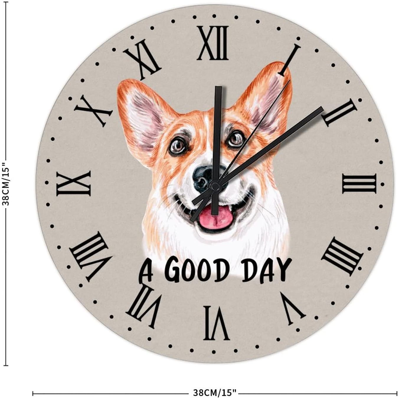 BESTORLOVE Pet Face Wood Wall Clock A Good Day Dog Round Wall Clock Silent Non-Ticking 15" x 15" Wooden Clocks for Living Room Bedroom Kitchen Home Decorations Ship from US - Image 2