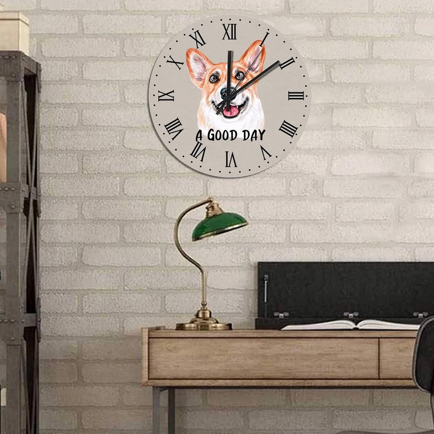 BESTORLOVE Pet Face Wood Wall Clock A Good Day Dog Round Wall Clock Silent Non-Ticking 15" x 15" Wooden Clocks for Living Room Bedroom Kitchen Home Decorations Ship from US - Image 4