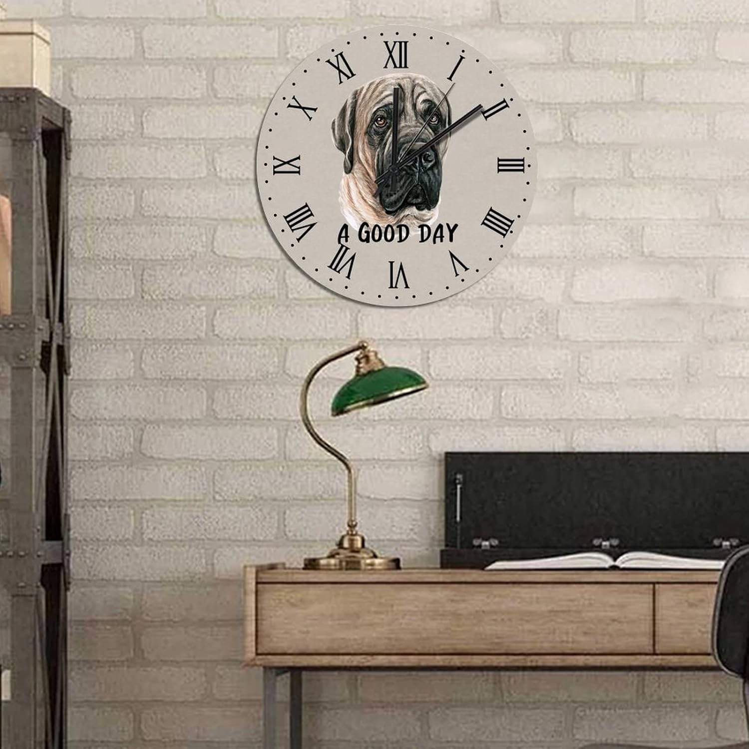 BESTORLOVE Pet Face Wooden Clocks A Good Day Dog Wood Wall Clock Silent Non-Ticking 15" x 15" Round Wall Clock for Living Room Bedroom Kitchen Home Decorations Ship from US - Image 4