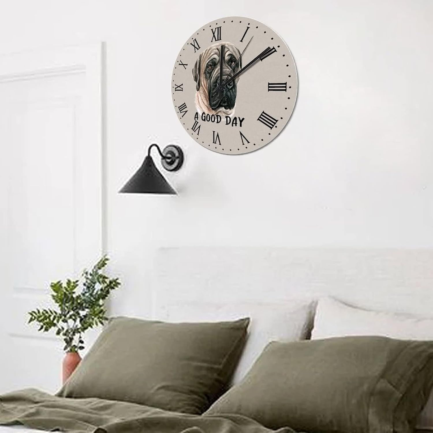 BESTORLOVE Pet Face Wooden Clocks A Good Day Dog Wood Wall Clock Silent Non-Ticking 15" x 15" Round Wall Clock for Living Room Bedroom Kitchen Home Decorations Ship from US - Image 8