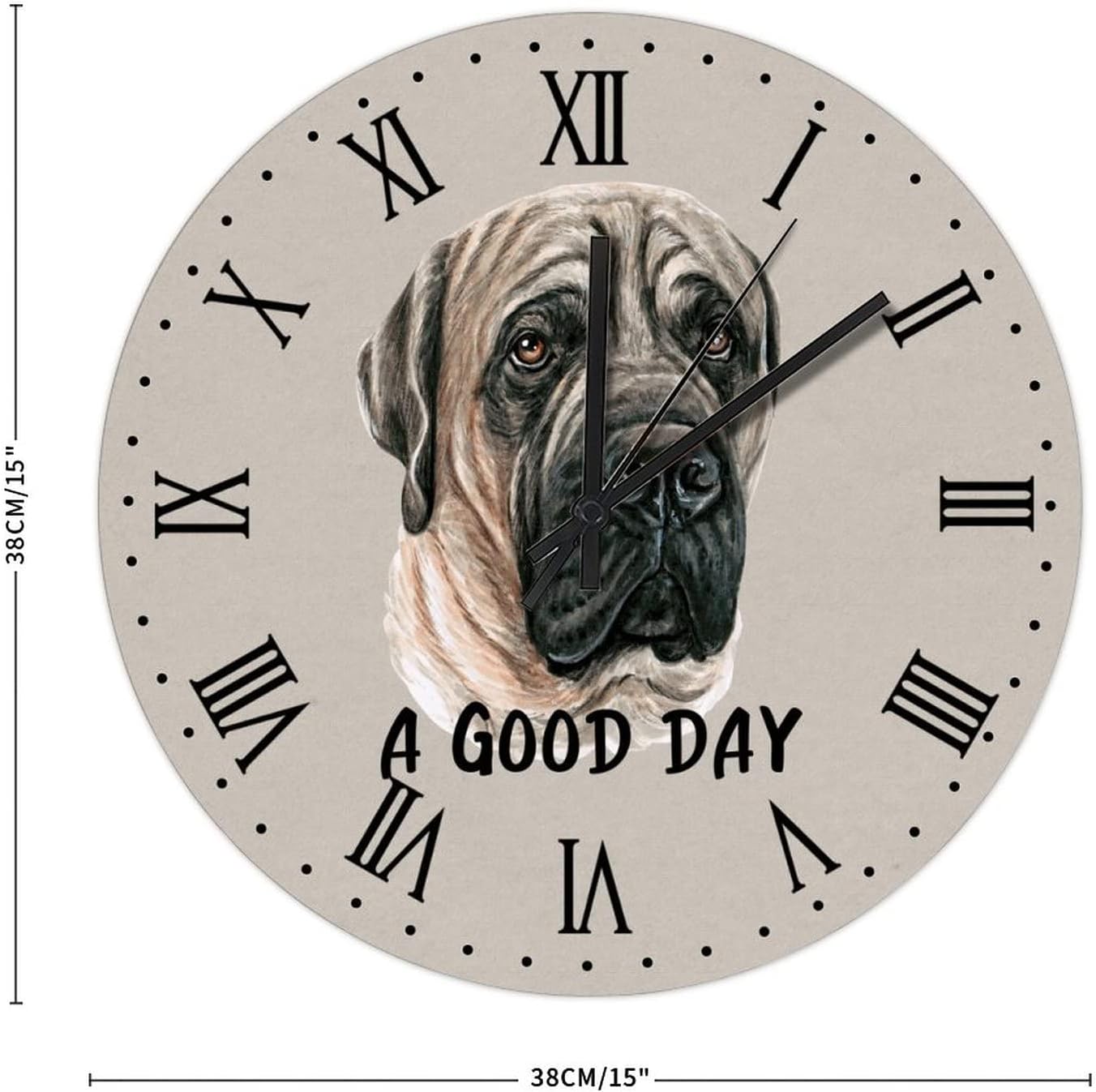BESTORLOVE Pet Face Wooden Clocks A Good Day Dog Wood Wall Clock Silent Non-Ticking 15" x 15" Round Wall Clock for Living Room Bedroom Kitchen Home Decorations Ship from US - Image 3