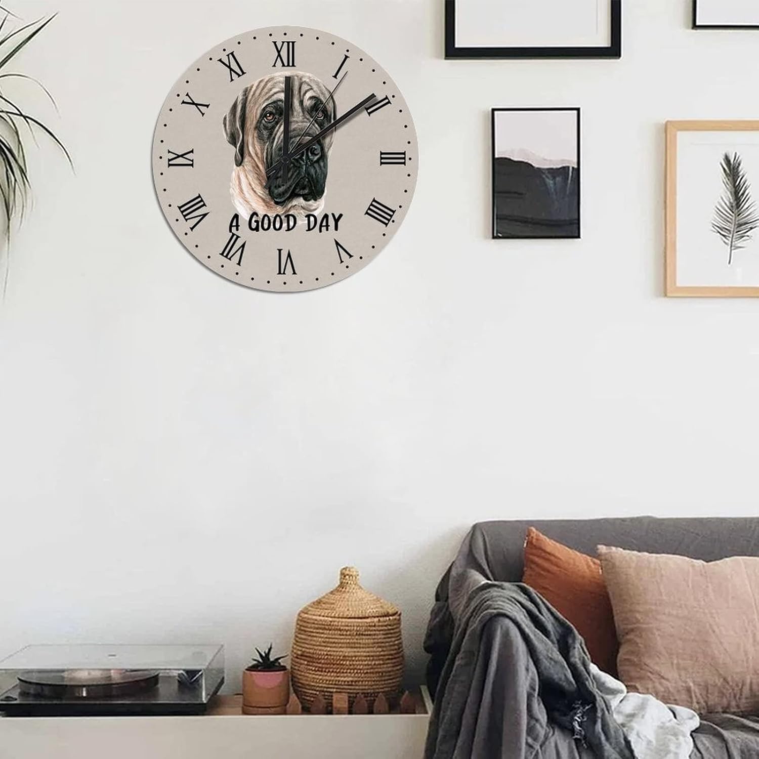 BESTORLOVE Pet Face Wooden Clocks A Good Day Dog Wood Wall Clock Silent Non-Ticking 15" x 15" Round Wall Clock for Living Room Bedroom Kitchen Home Decorations Ship from US - Image 5