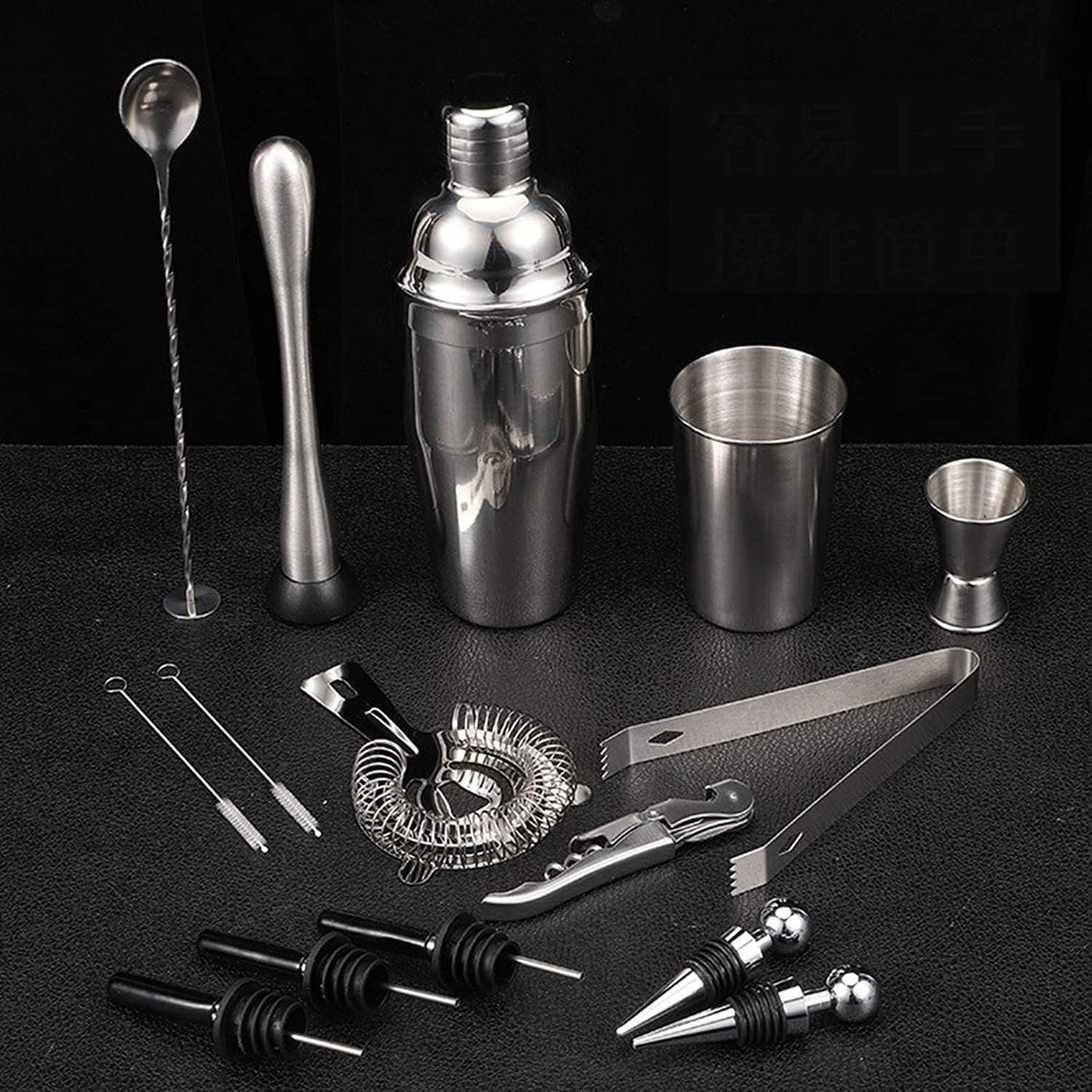 Cocktail Making Set, 14 Pcs Cocktail Shaker Set Stainless Steel Bar Tool Set Bartender Kit with Wooden Display Stand Home Essentials Good wine with beauty device - Image 5