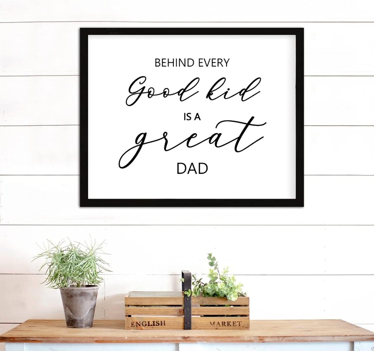 COCOKEN Behind Every Good Kid is A Great Dad Sign Wood Framed, Modern Inspirational Quotes Wooden Plaque with Frame, 16" X 20" Congratulations Printed Wall Art for Home Bedroom Living Room Farmhouse - Image 7