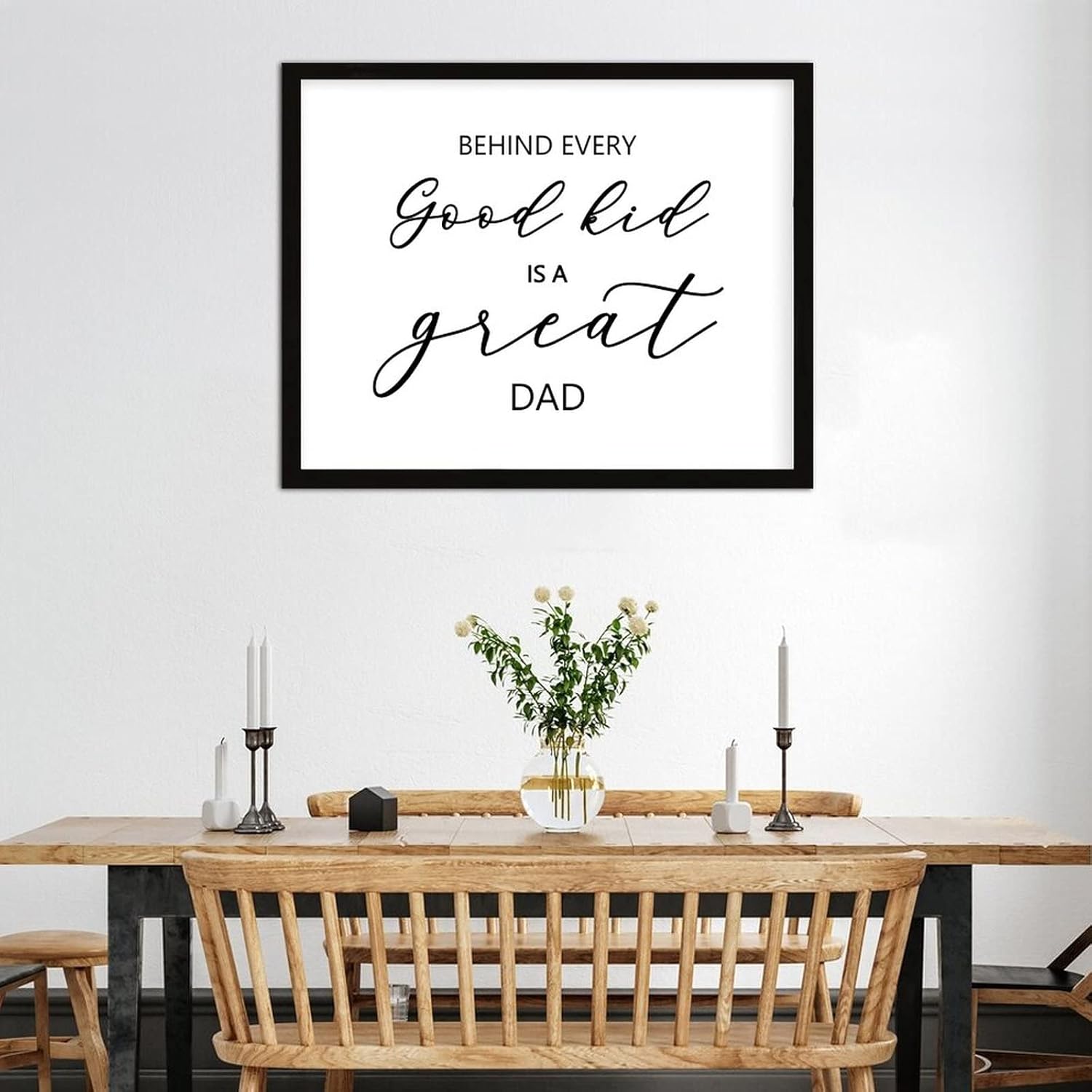 COCOKEN Behind Every Good Kid is A Great Dad Sign Wood Framed, Modern Inspirational Quotes Wooden Plaque with Frame, 16" X 20" Congratulations Printed Wall Art for Home Bedroom Living Room Farmhouse - Image 5