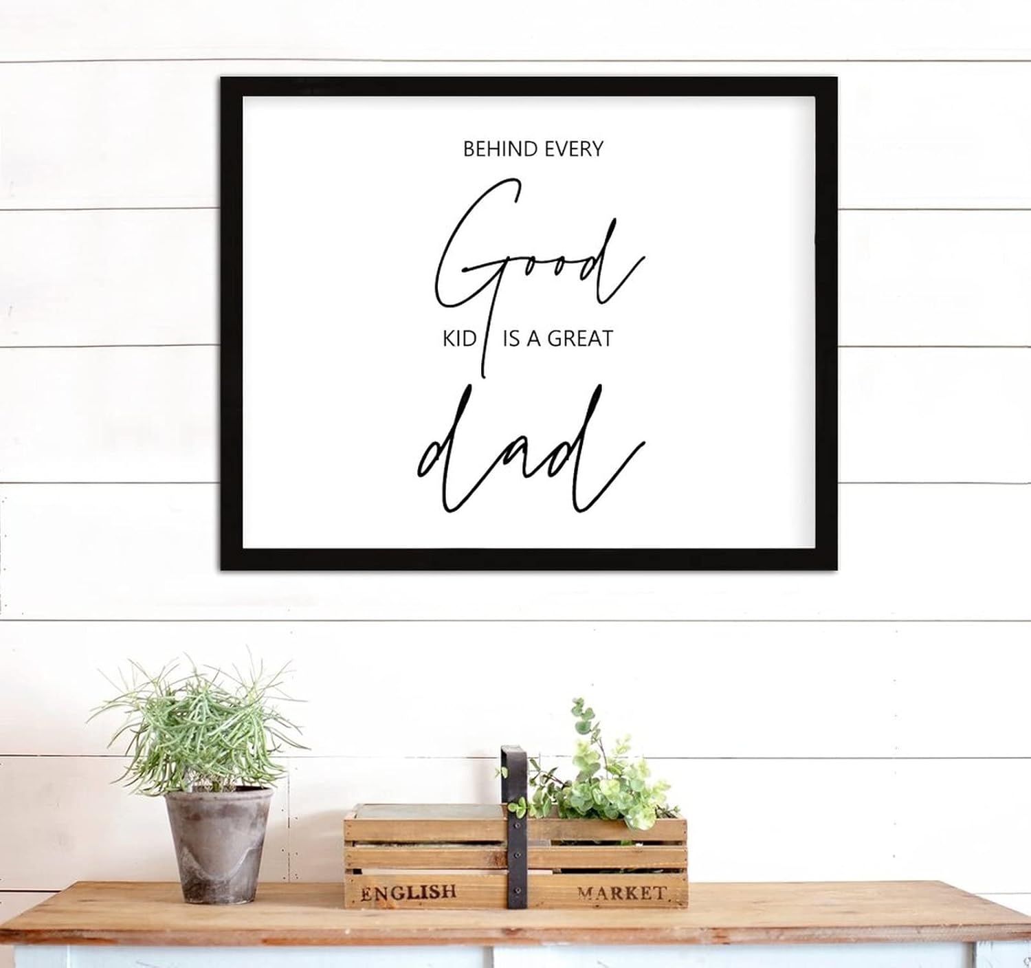COCOKEN Behind Every Good Kid is A Great Dad Wooden Plaque with Frame, Modern Inspirational Quotes Sign Wood Framed, 16" X 20" Word Art Printed Hanging Wall Art Decor for Home Living Room Bedroom - Image 7