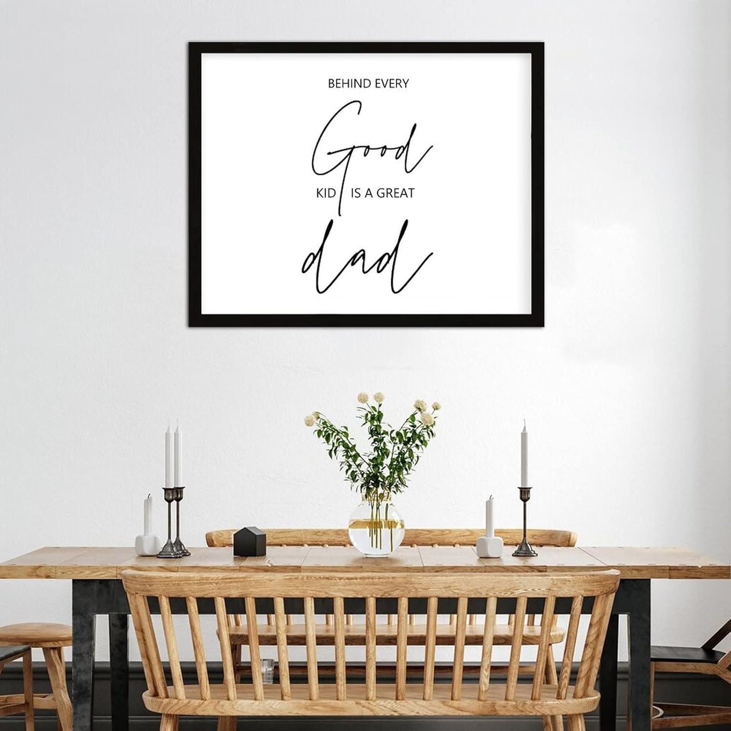 COCOKEN Behind Every Good Kid is A Great Dad Wooden Plaque with Frame, Modern Inspirational Quotes Sign Wood Framed, 16" X 20" Word Art Printed Hanging Wall Art Decor for Home Living Room Bedroom - Image 5
