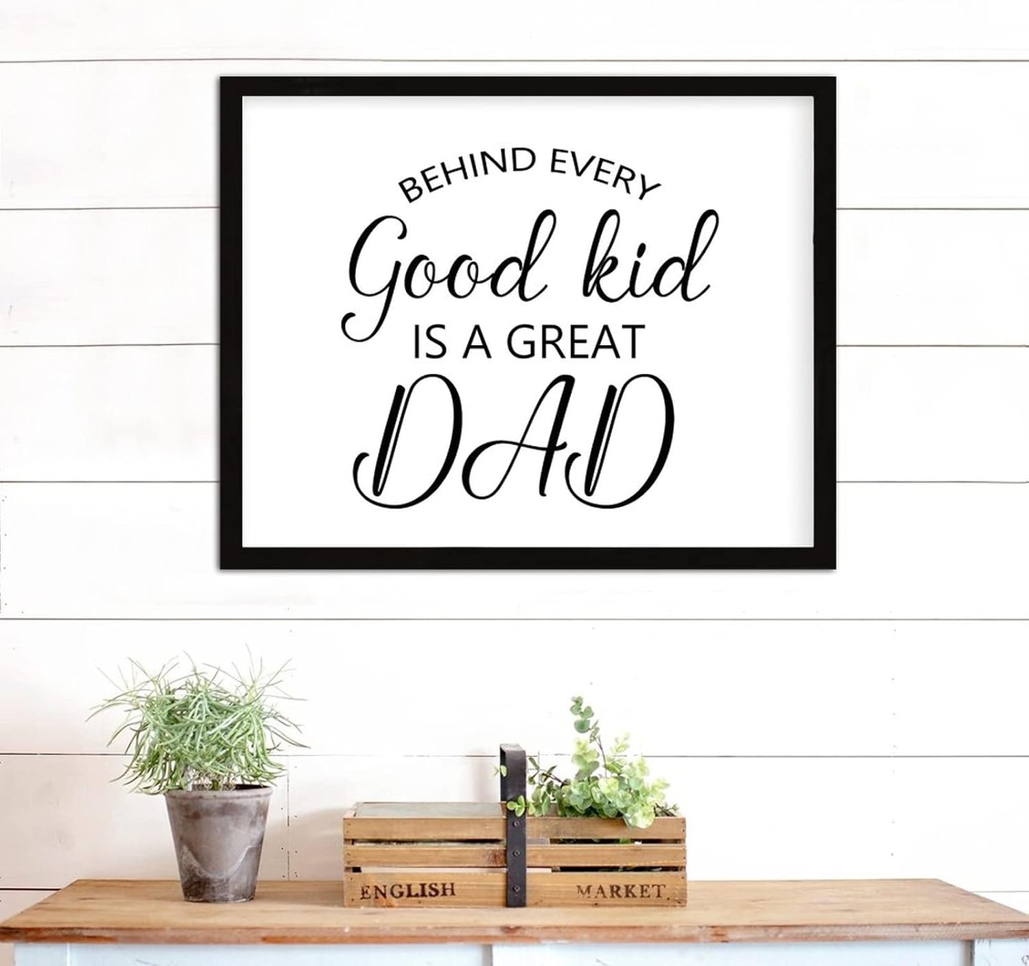 COCOKEN Behind Every Good Kid is A Great Dad Wooden Plaque with Frame Silhouette Inspirational Quotes Sign Wood Framed 16" X 20" Inspirational Printed Wall Art Decor for Home Living Room Bedroom - Image 7
