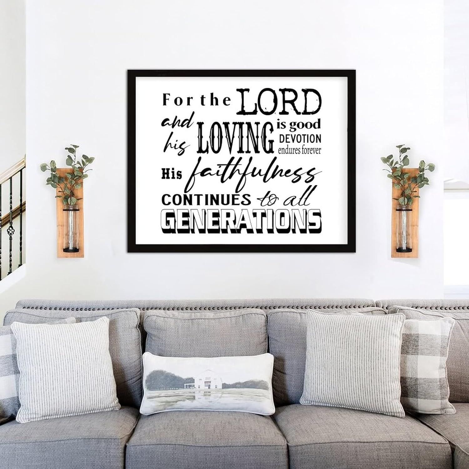 COCOKEN for The Lord is Good Sign Wood Framed, Custom Font Inspirational Quotes Wooden Plaque with Frame, 16" X 20" Heart Printed Hanging Wall Art Decor for Home Living Room Bedroom - Image 6
