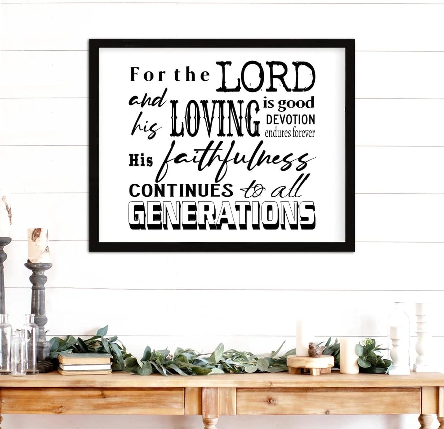 COCOKEN for The Lord is Good Sign Wood Framed, Custom Font Inspirational Quotes Wooden Plaque with Frame, 16" X 20" Heart Printed Hanging Wall Art Decor for Home Living Room Bedroom - Image 2