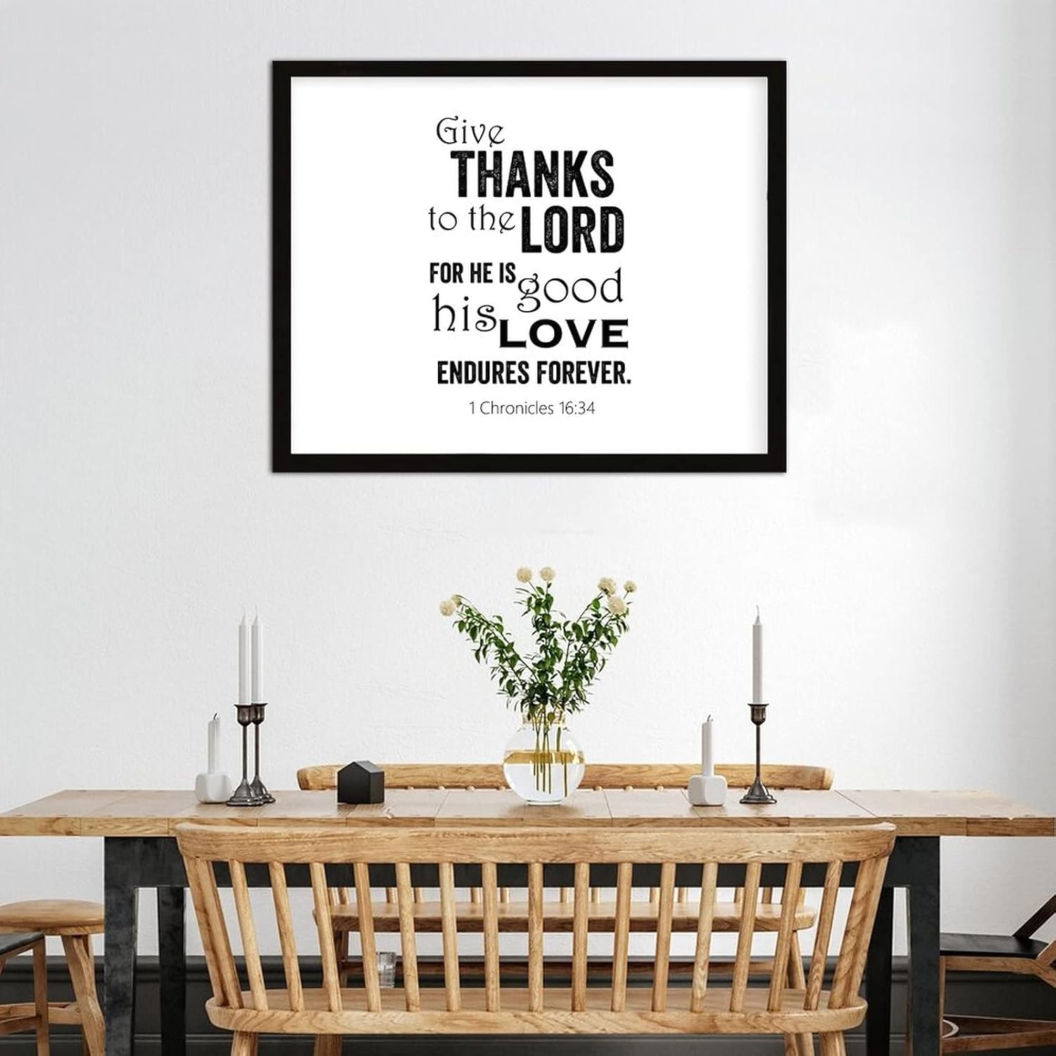 COCOKEN Give Thanks to The Lord, for He is Good 1 Chronicles 16 : 34 Wooden Plaque with Frame Quotes Sign Wood Framed 16" x 20" Word Art Printed Hanging Wall Art for Home Bedroom Kitchen Farmhouse - Image 5