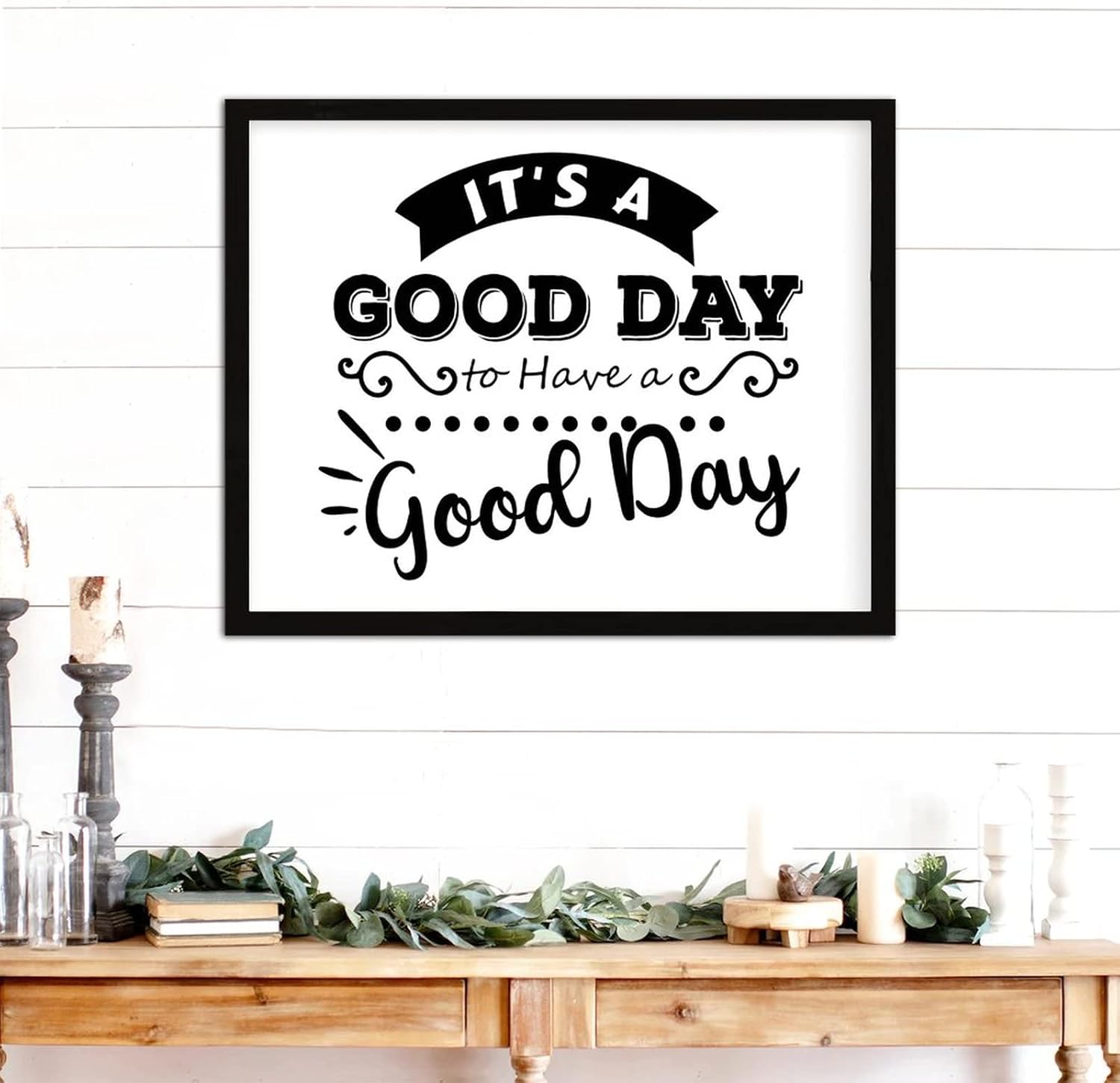 COCOKEN It's A Good Day to Have A Good Day Sign Wood Framed, Inspirational Quotes Wooden Plaque with Frame, 16" x 20" Printed Hanging Wall Art Decor for Home Living Room Bedroom - Image 4