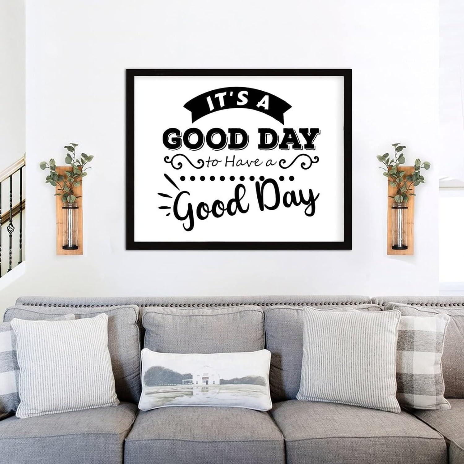 COCOKEN It's A Good Day to Have A Good Day Sign Wood Framed, Inspirational Quotes Wooden Plaque with Frame, 16" x 20" Printed Hanging Wall Art Decor for Home Living Room Bedroom - Image 6